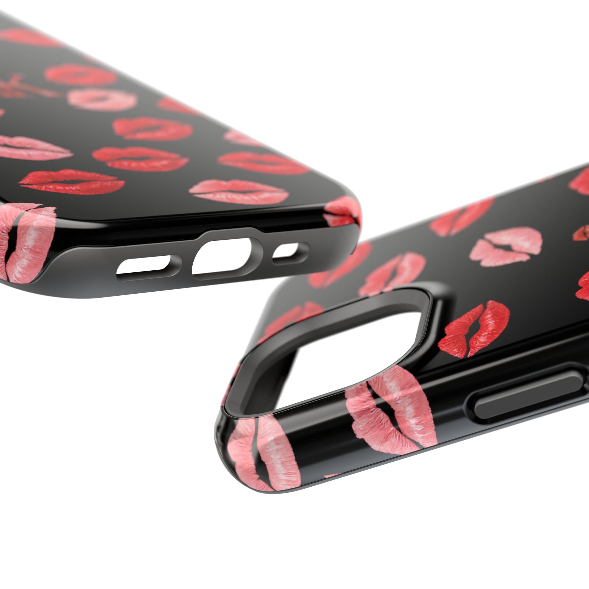 Psyche Collection BLACK - Kiss Pattern Magnetic Impact Phone Case