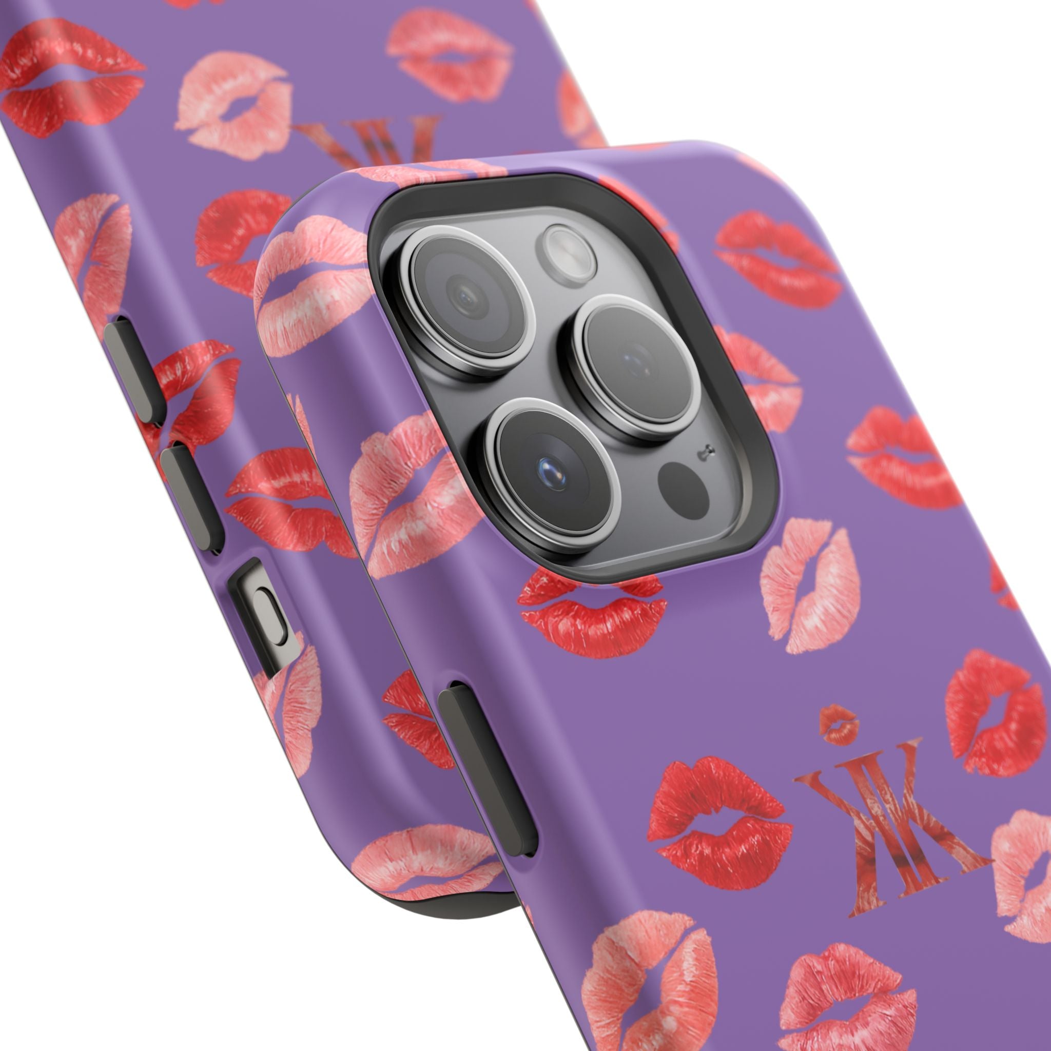 Psyche Collection Light Purple - Kiss Pattern Magnetic Impact Phone Case
