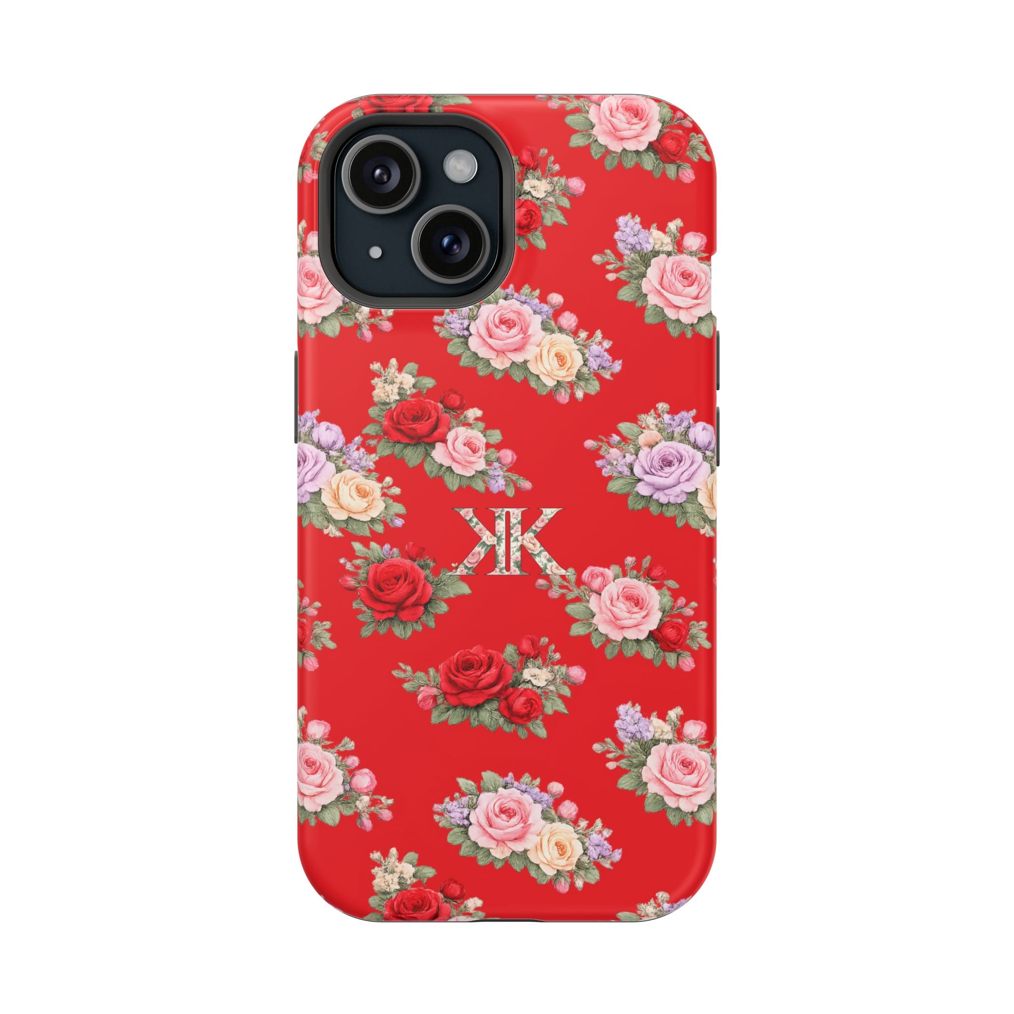 Anthos Collection RED Vintage Floral Rose Pattern Magnetic Impact-Resistant Phone Case