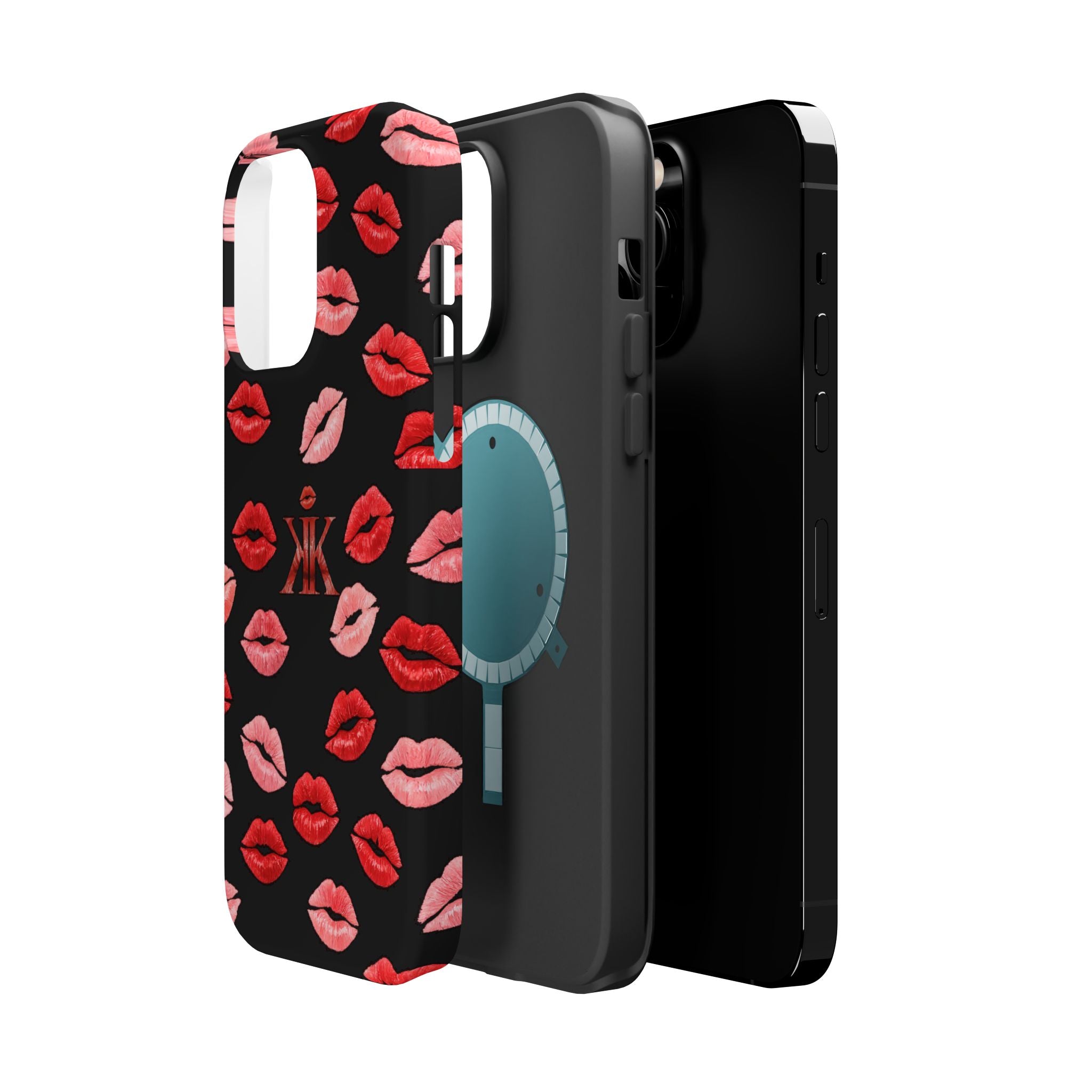 Psyche Collection BLACK - Kiss Pattern Magnetic Impact Phone Case