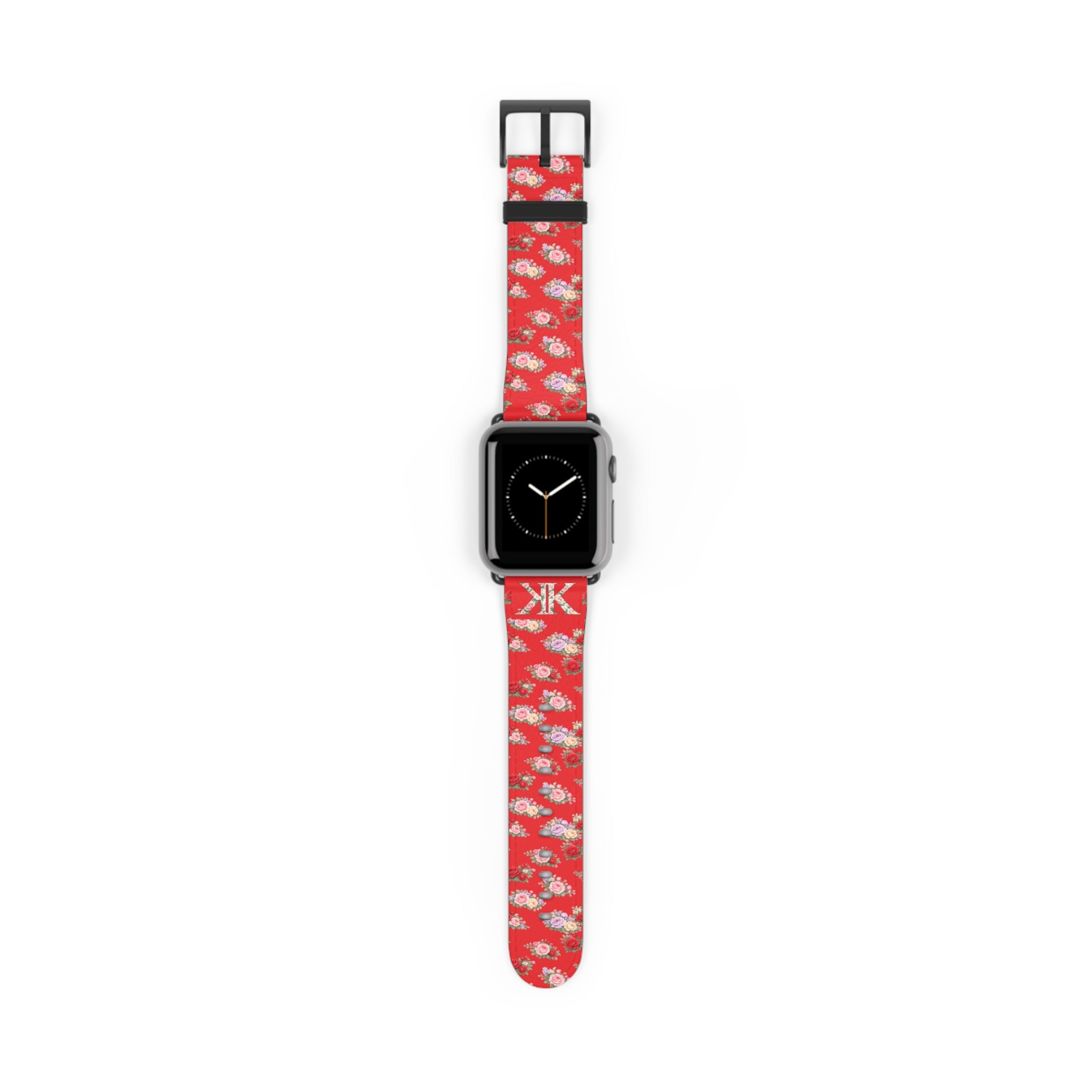 Anthos Collection RED Floral Vintage Watch Band — Apple Watch Strap