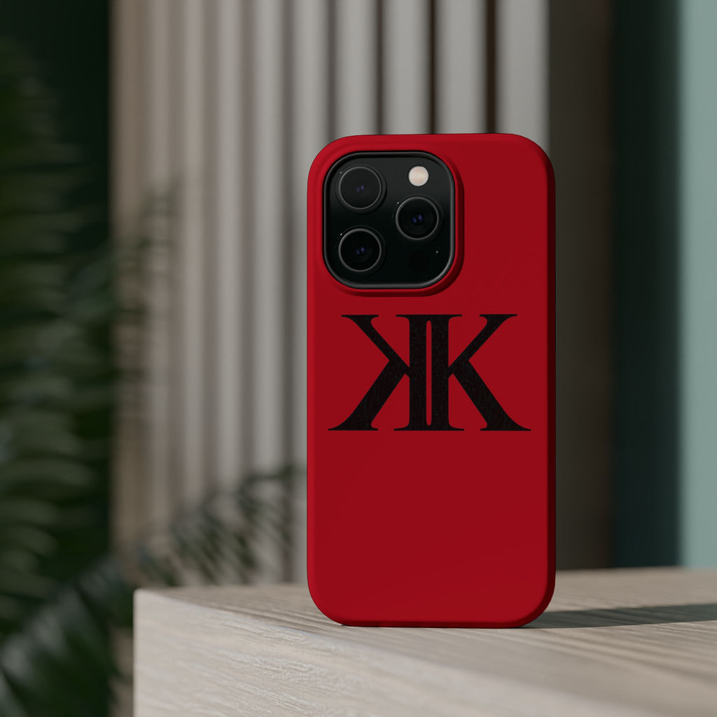 Magnetic Impact-Resistant RED Case with Bold KK Monogram
