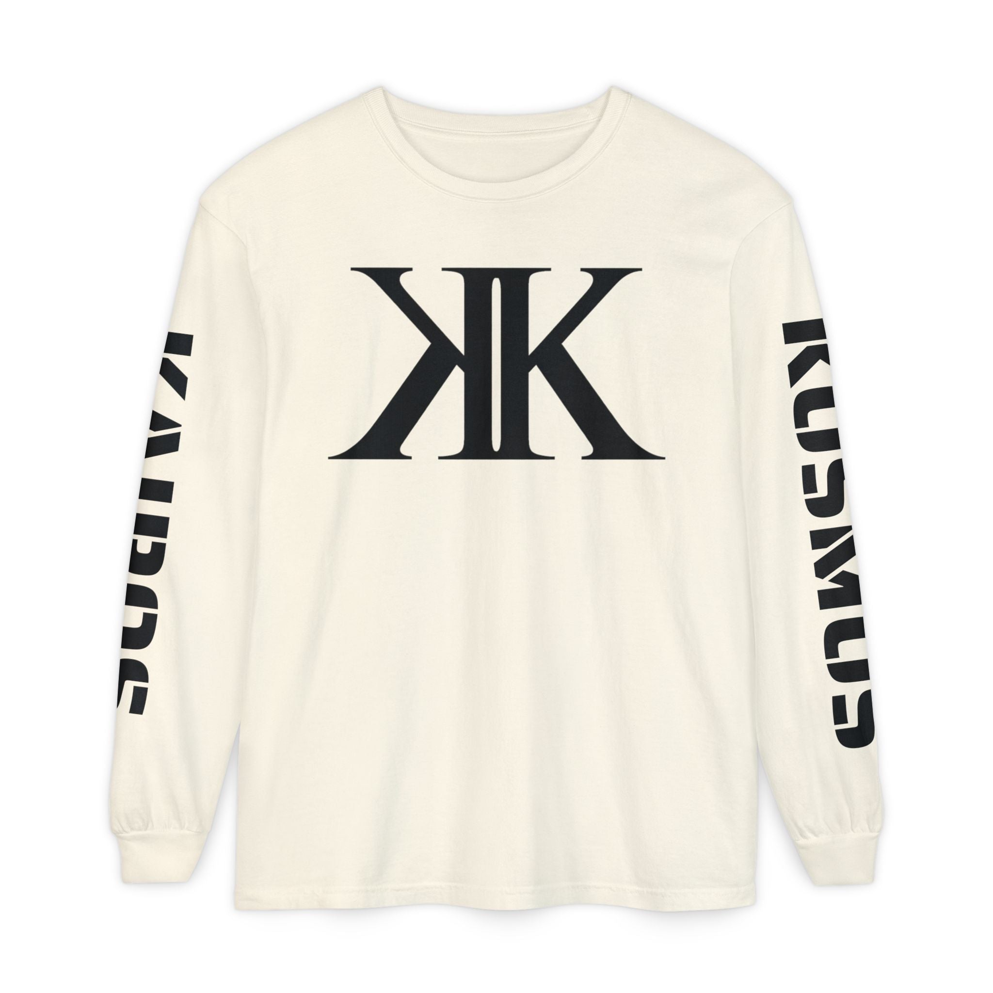 KOSMOS Monogram Uni-Sex Long Sleeve Tee — Bold Black Logo Sleeve Shirt