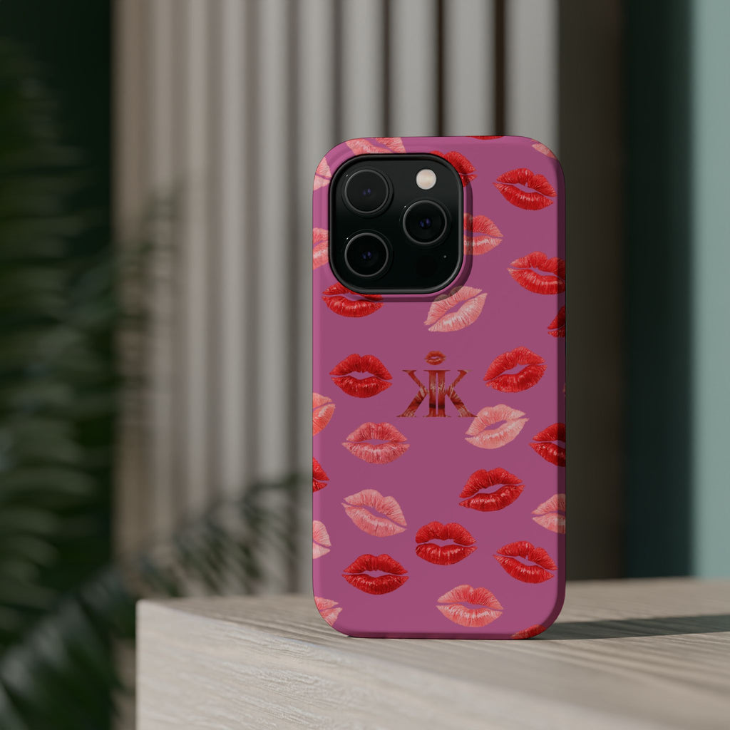 Psyche Collection Light Pink - Kiss Pattern Magnetic Impact Phone Case