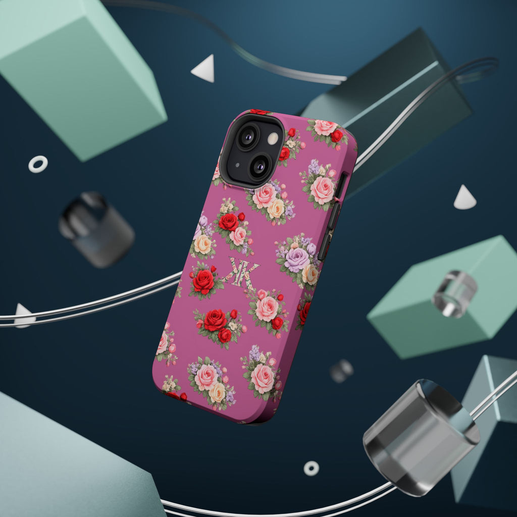 Anthos Collection Light Pink  Vintage Floral Rose Pattern Magnetic Impact-Resistant Phone Case