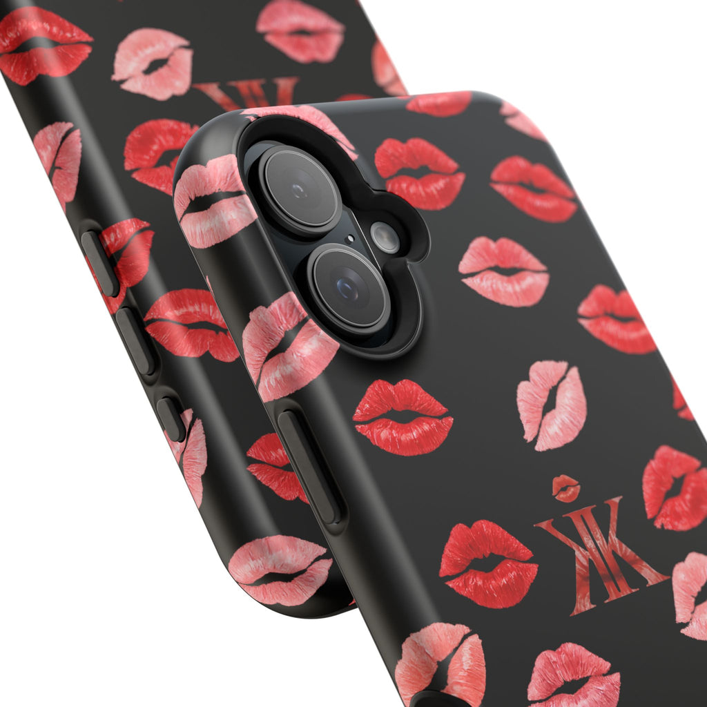 Psyche Collection BLACK - Kiss Pattern Magnetic Impact Phone Case