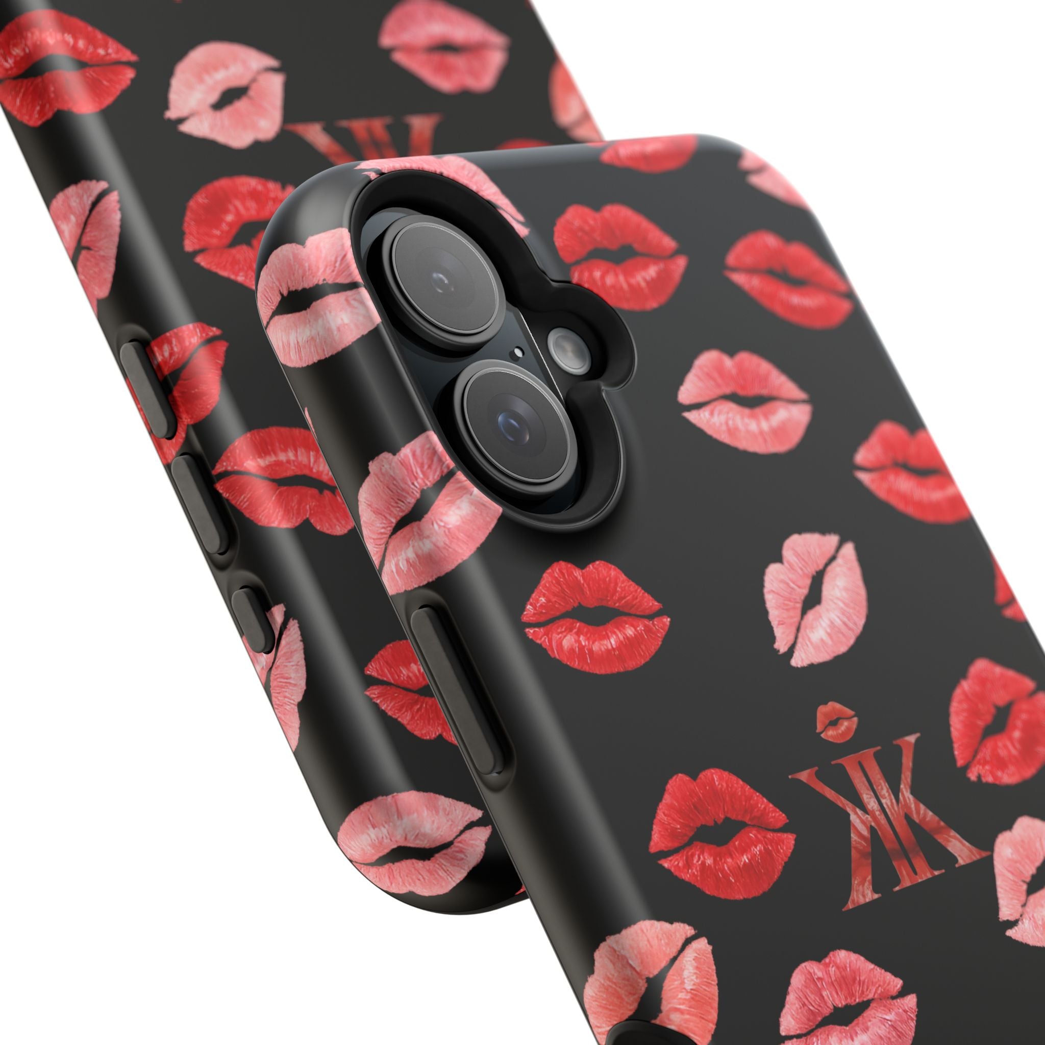 Psyche Collection BLACK - Kiss Pattern Magnetic Impact Phone Case