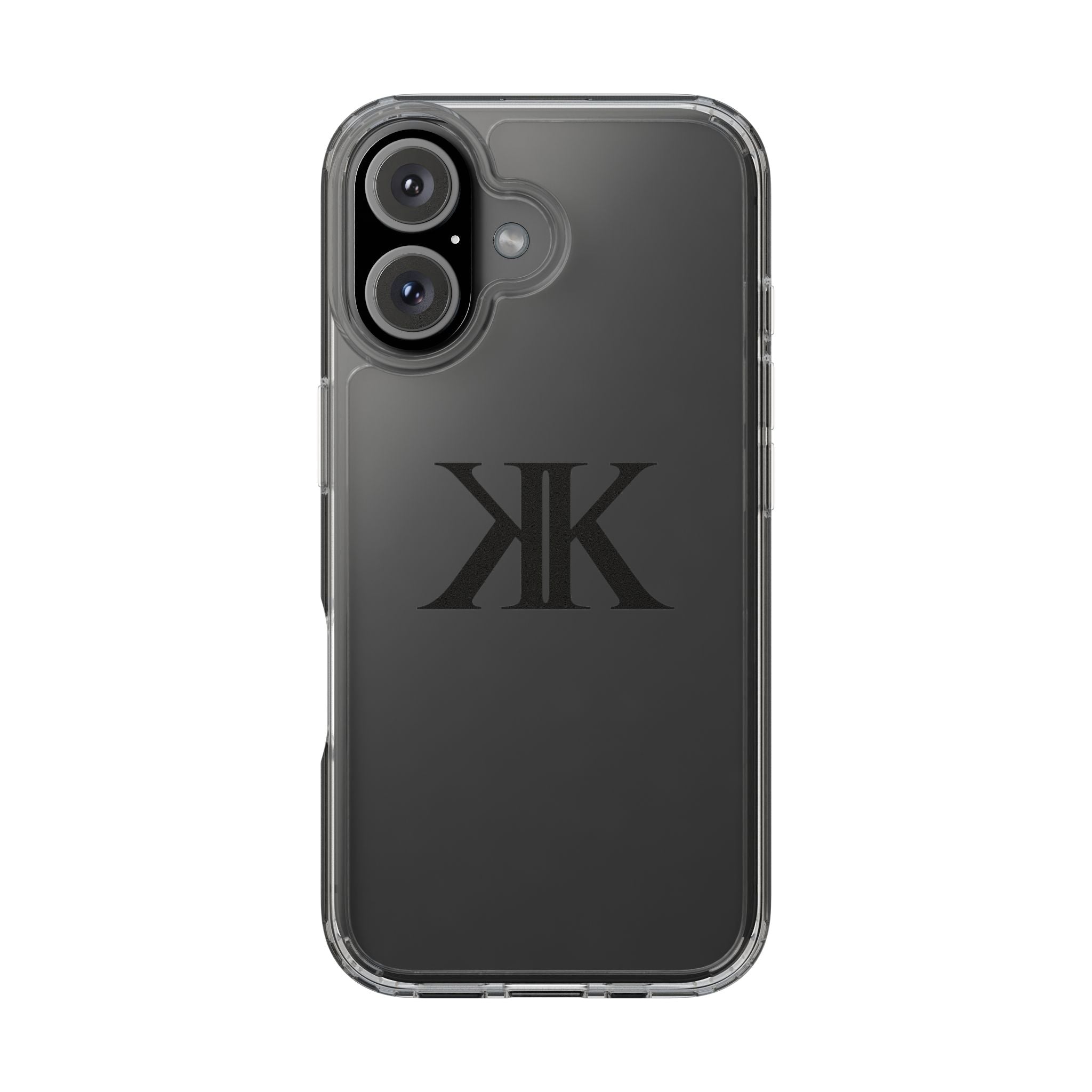 Kairos Kosmos Clear Phone Case — Minimal Black KK Monogram