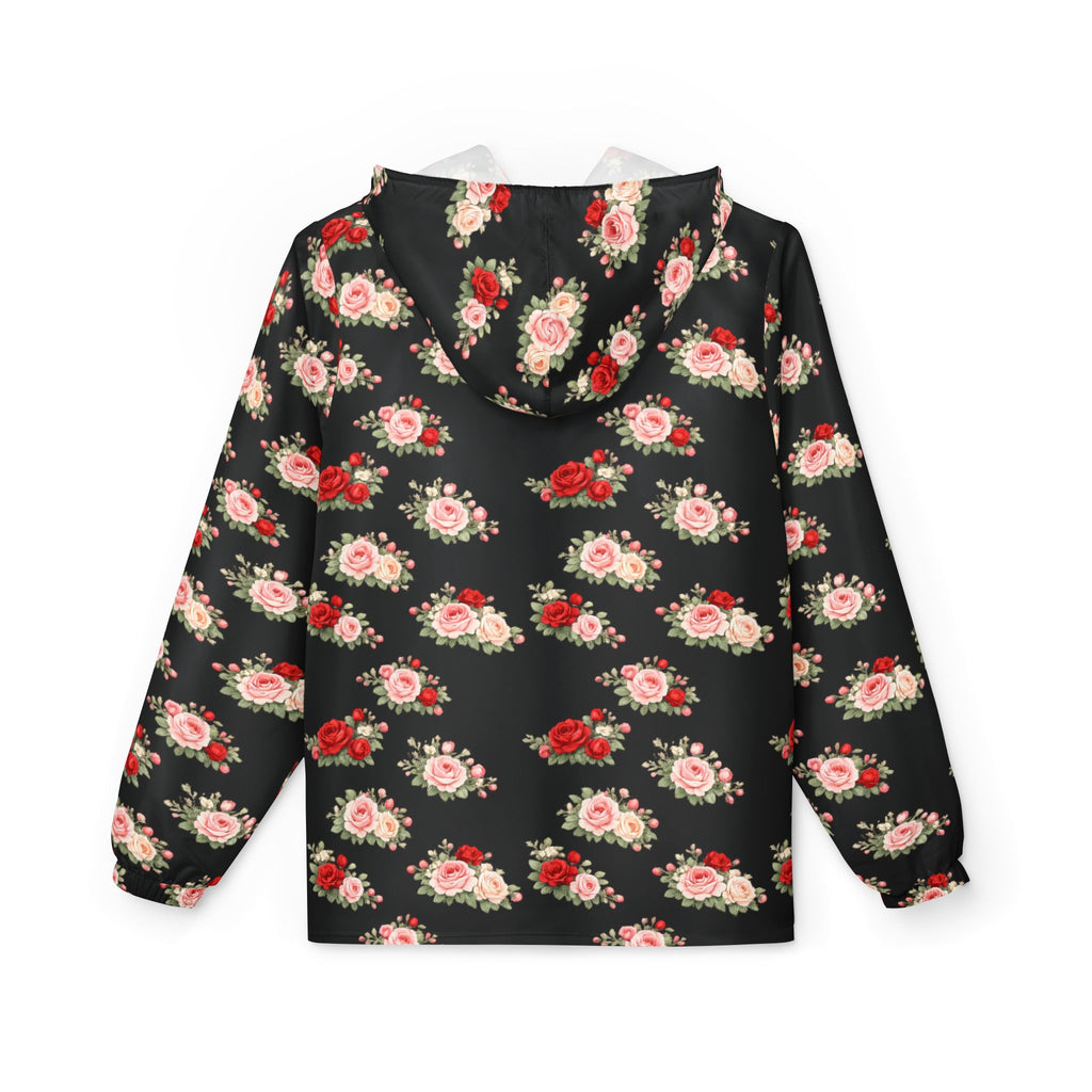 Anthos Collection Black Floral Rose Panel Windbreaker Jacket