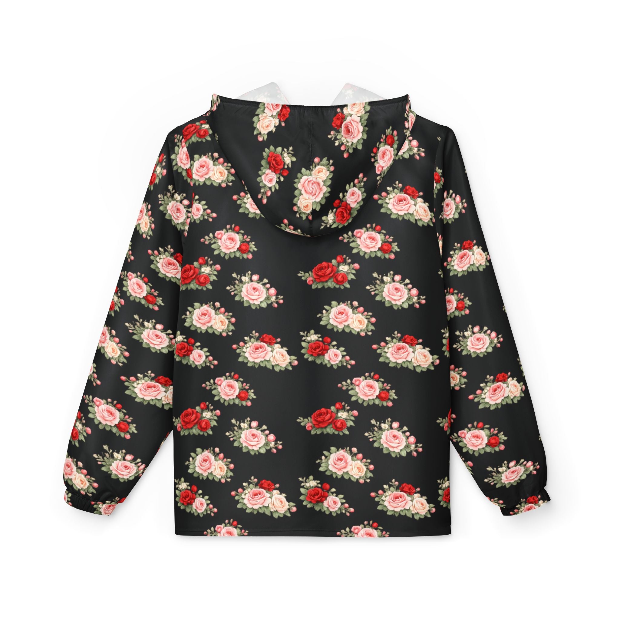 Anthos Collection Black Floral Rose Panel Windbreaker Jacket