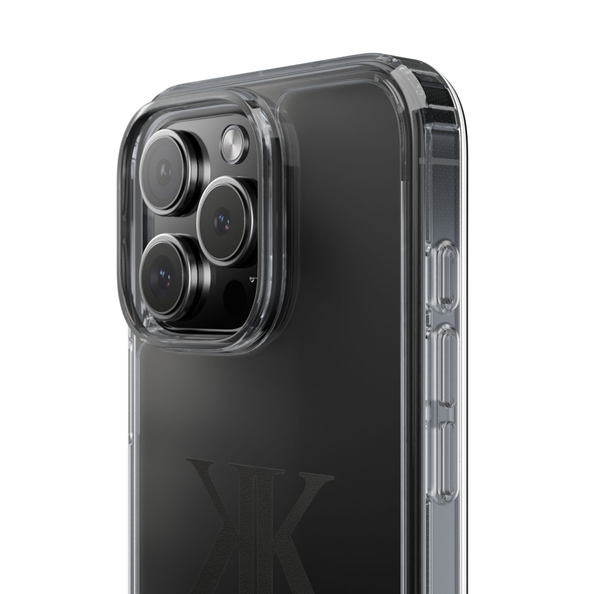 Kairos Kosmos Clear Phone Case — Minimal Black KK Monogram