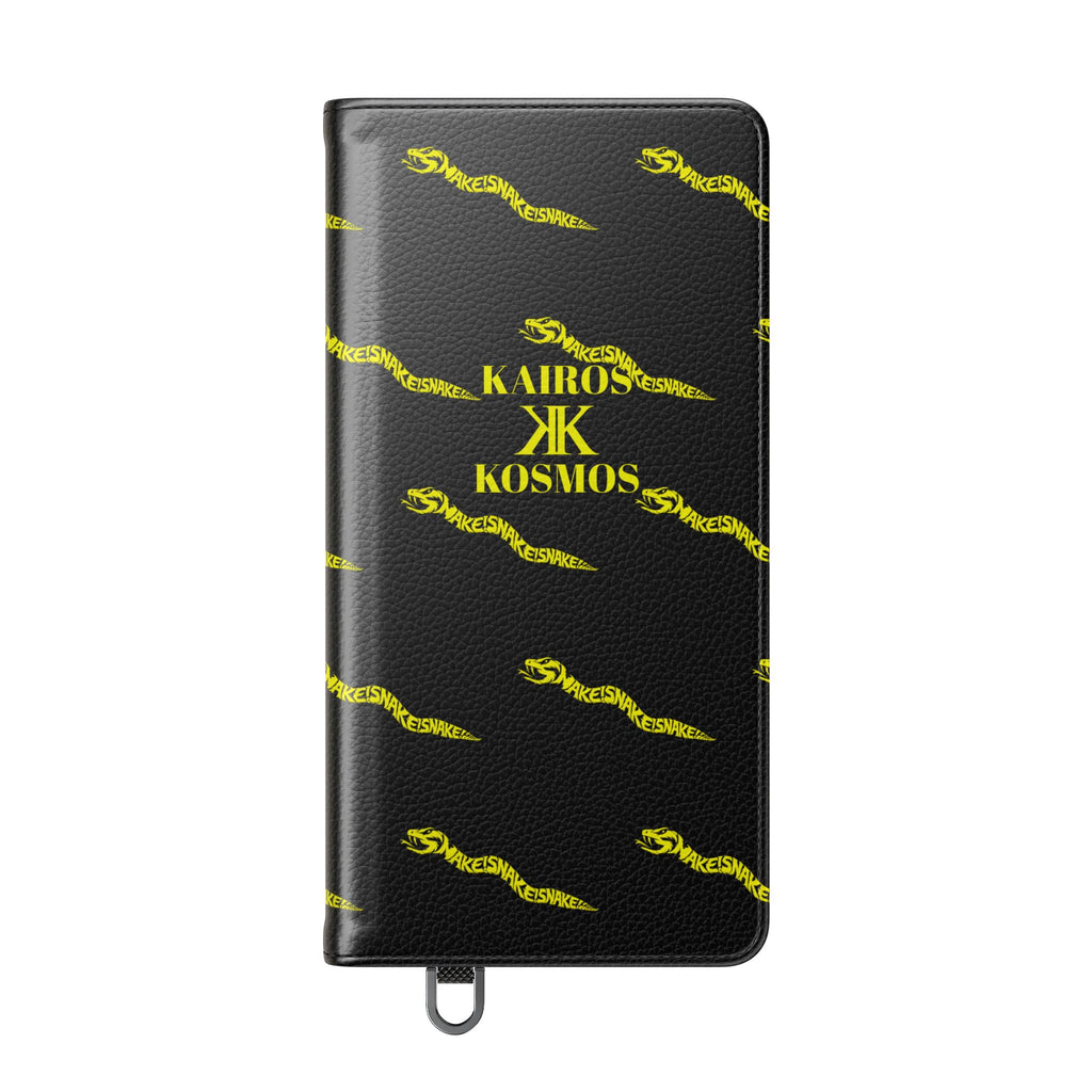 Aspis Collection Flip Case Phone Wallet — Black & Gold Kairos Kosmos Pattern