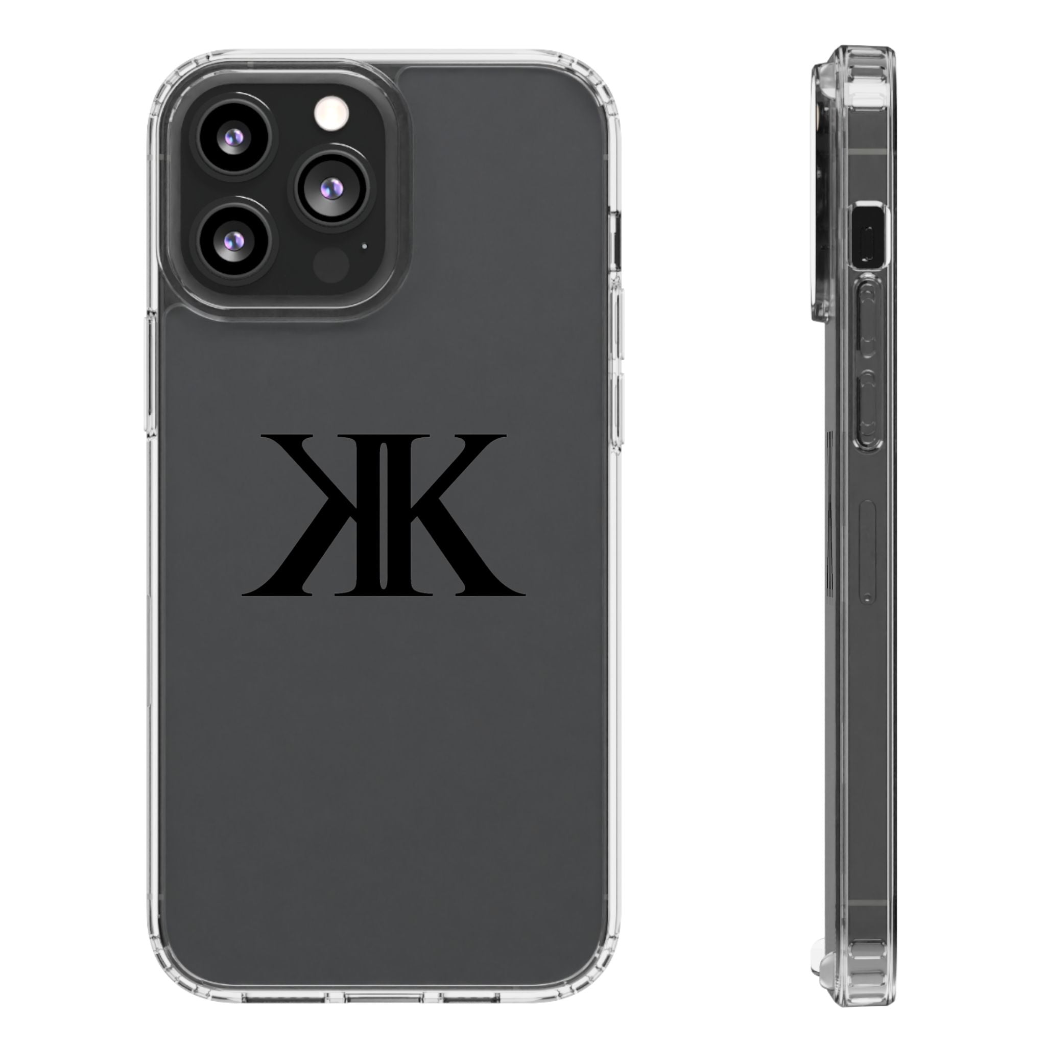 Kairos Kosmos Clear Phone Case — Minimal Black KK Monogram