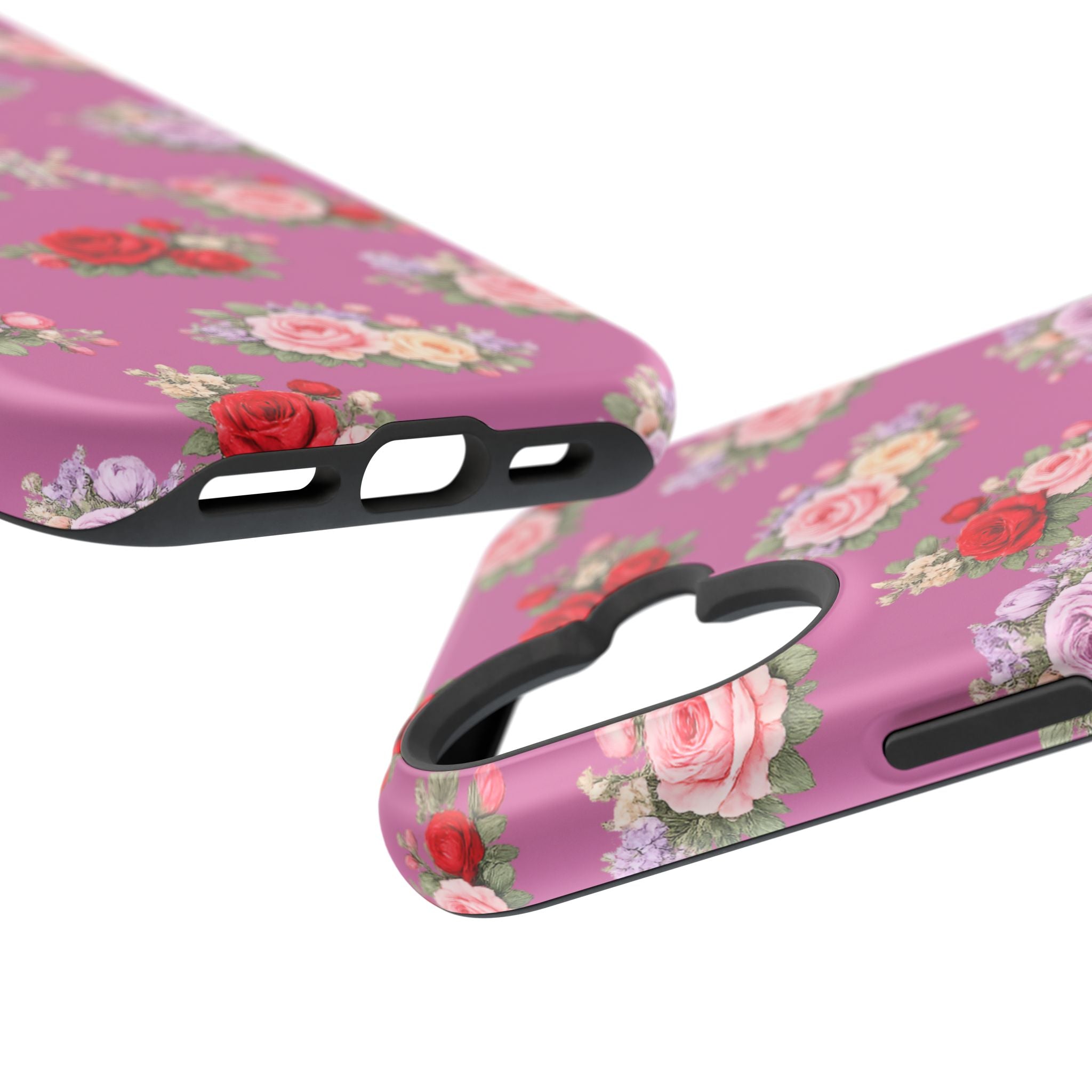 Anthos Collection Light Pink  Vintage Floral Rose Pattern Magnetic Impact-Resistant Phone Case