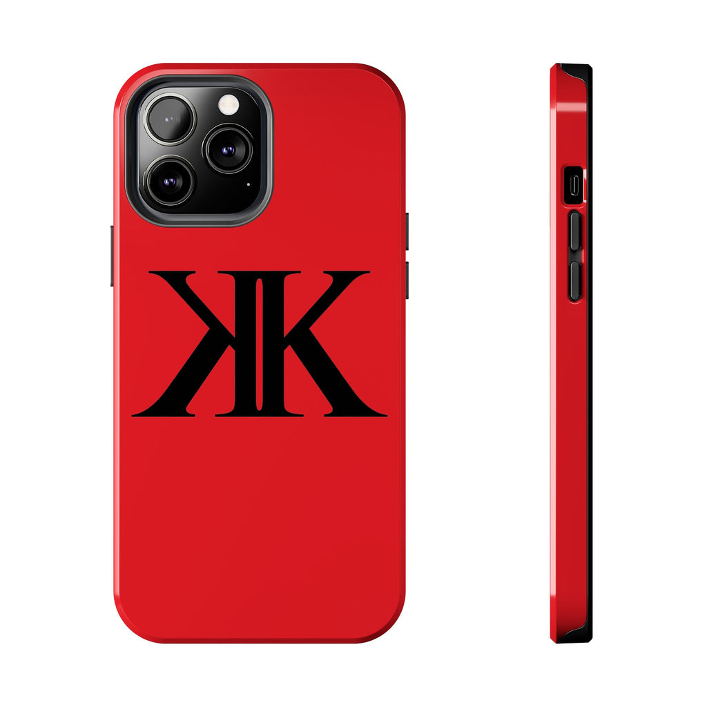 Monogram 'KK' RED Tough Phone Case — Minimal Black Initials Protective Cover