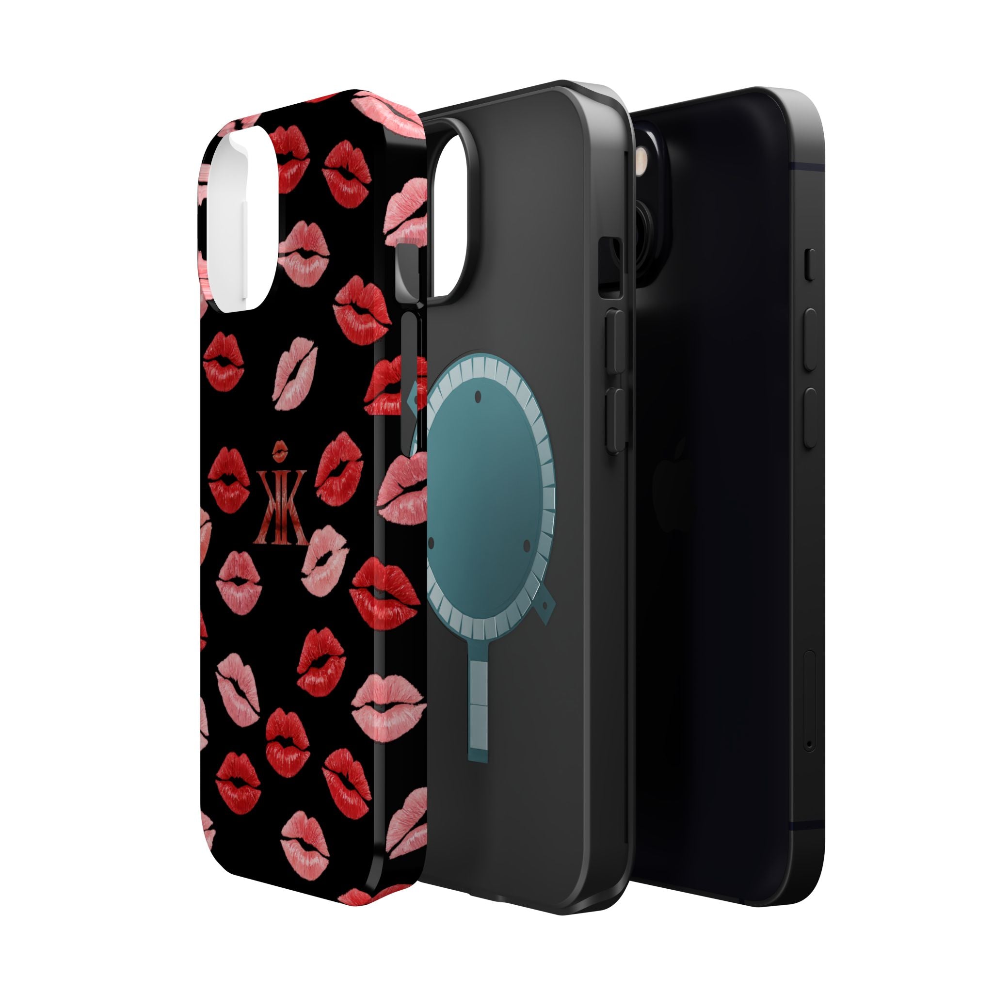 Psyche Collection BLACK - Kiss Pattern Magnetic Impact Phone Case