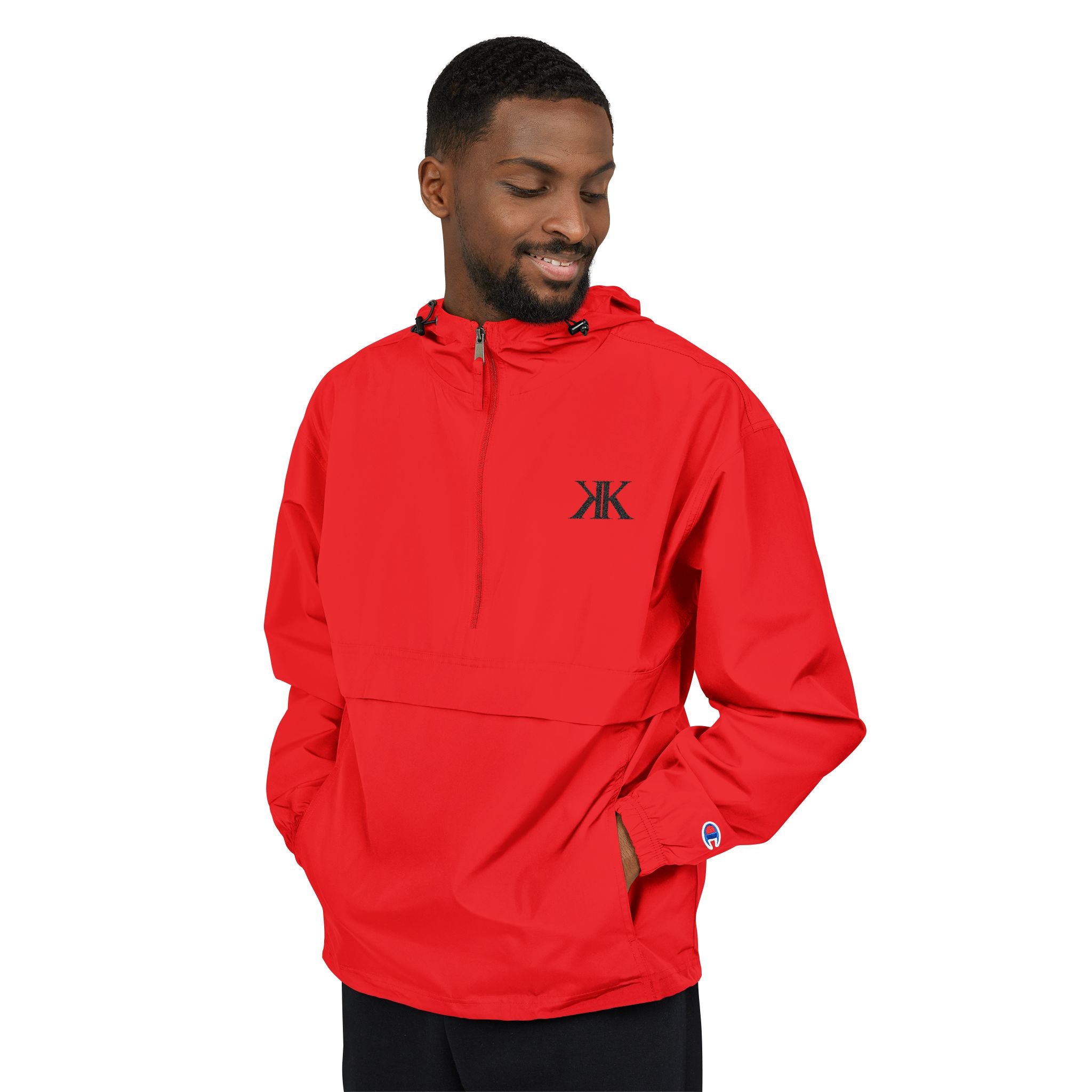 Champion® Packable Anorak Jacket RED — Lightweight Hooded Windbreaker for Travel & Outdoor