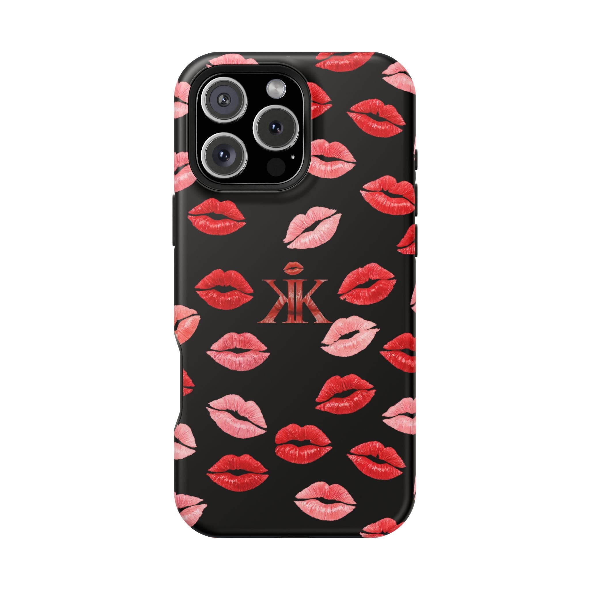 Psyche Collection BLACK - Kiss Pattern Magnetic Impact Phone Case