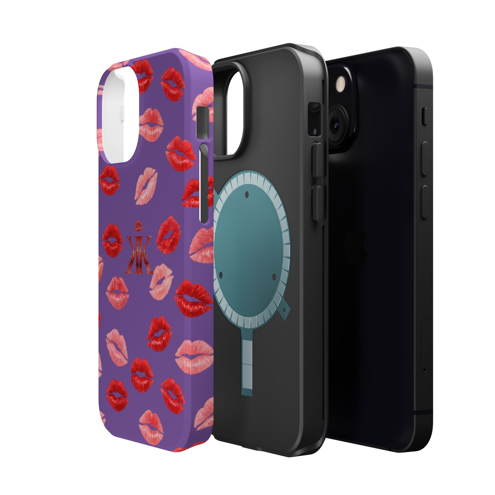 Psyche Collection Light Purple - Kiss Pattern Magnetic Impact Phone Case