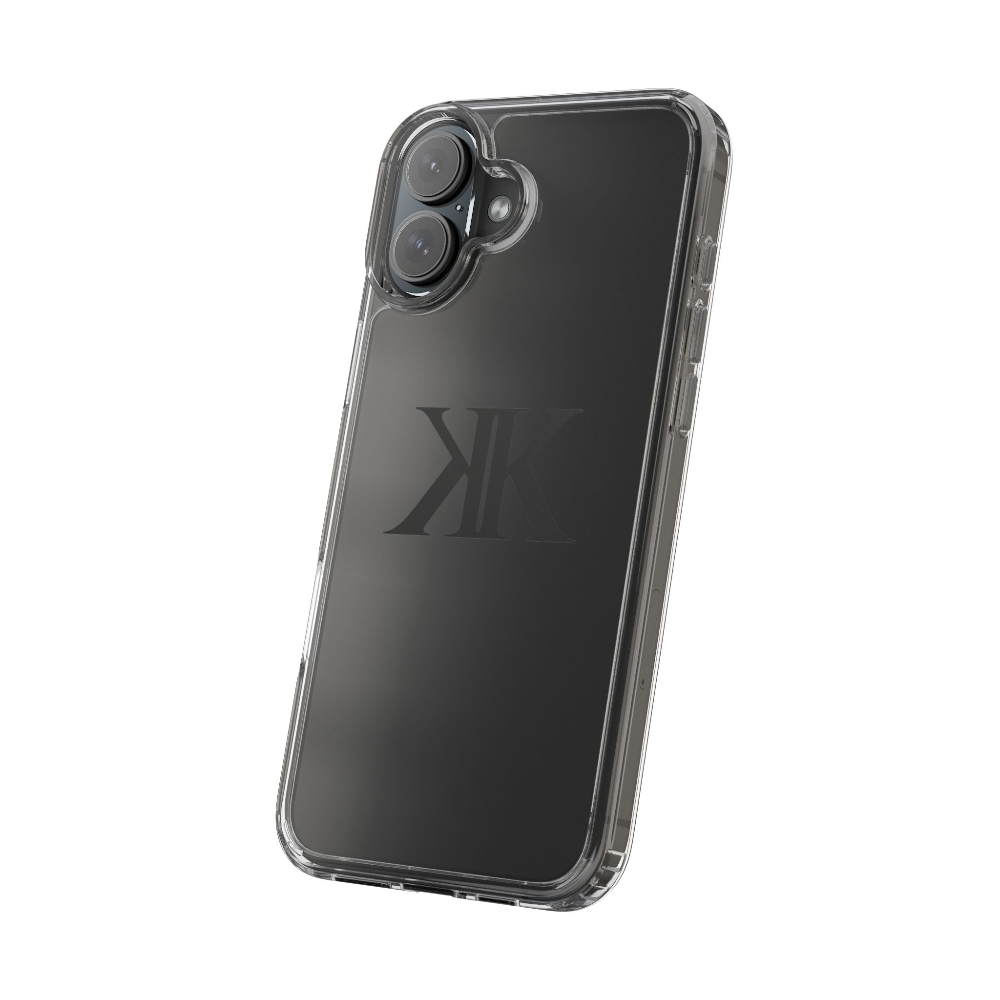 Kairos Kosmos Clear Phone Case — Minimal Black KK Monogram