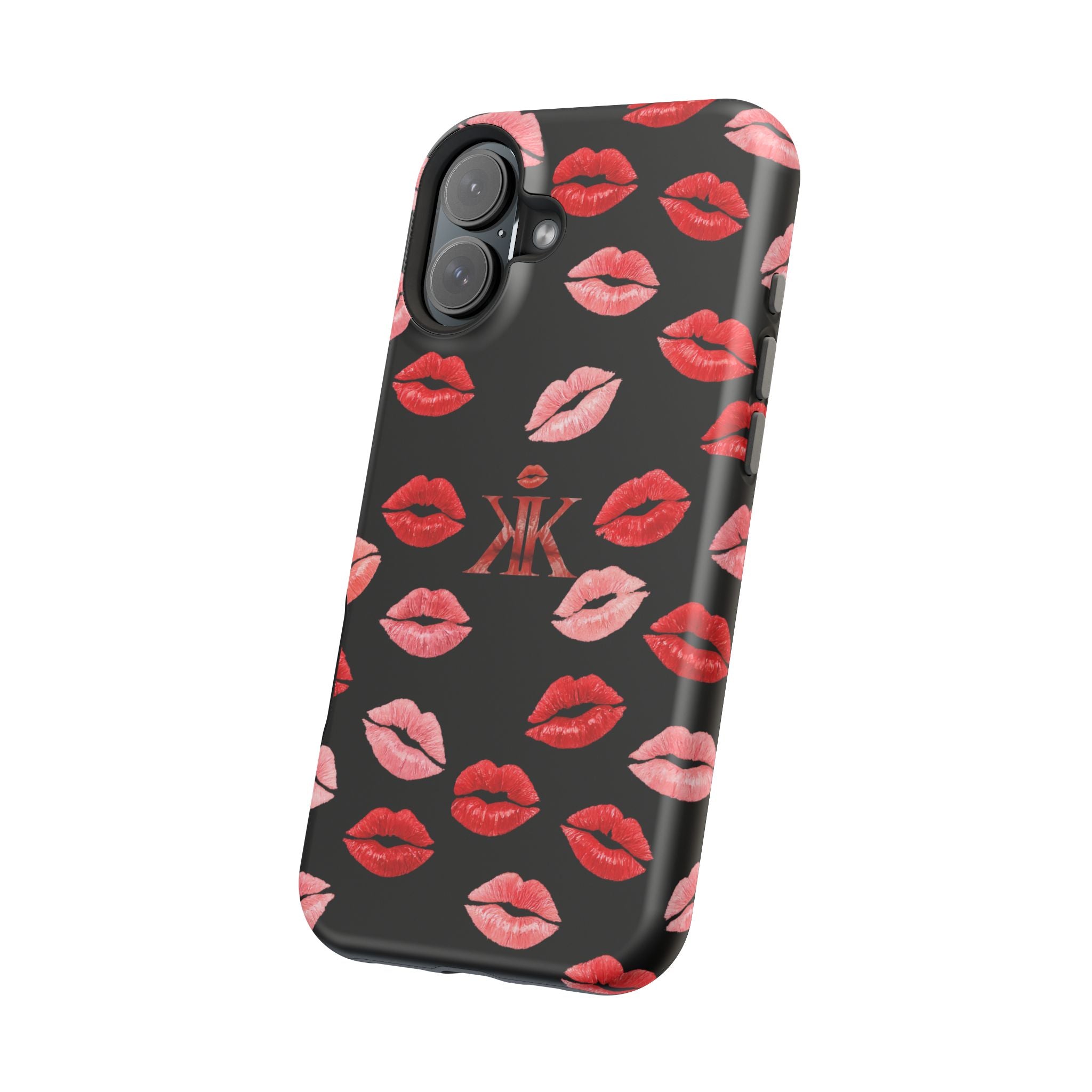 Psyche Collection BLACK - Kiss Pattern Magnetic Impact Phone Case