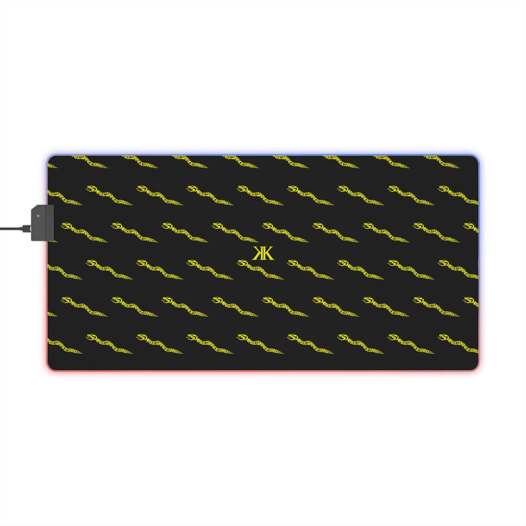 Aspis Collection LED Gaming Mouse Pad — RGB Edge Large Desk Mat with Repeating Lightning Pattern