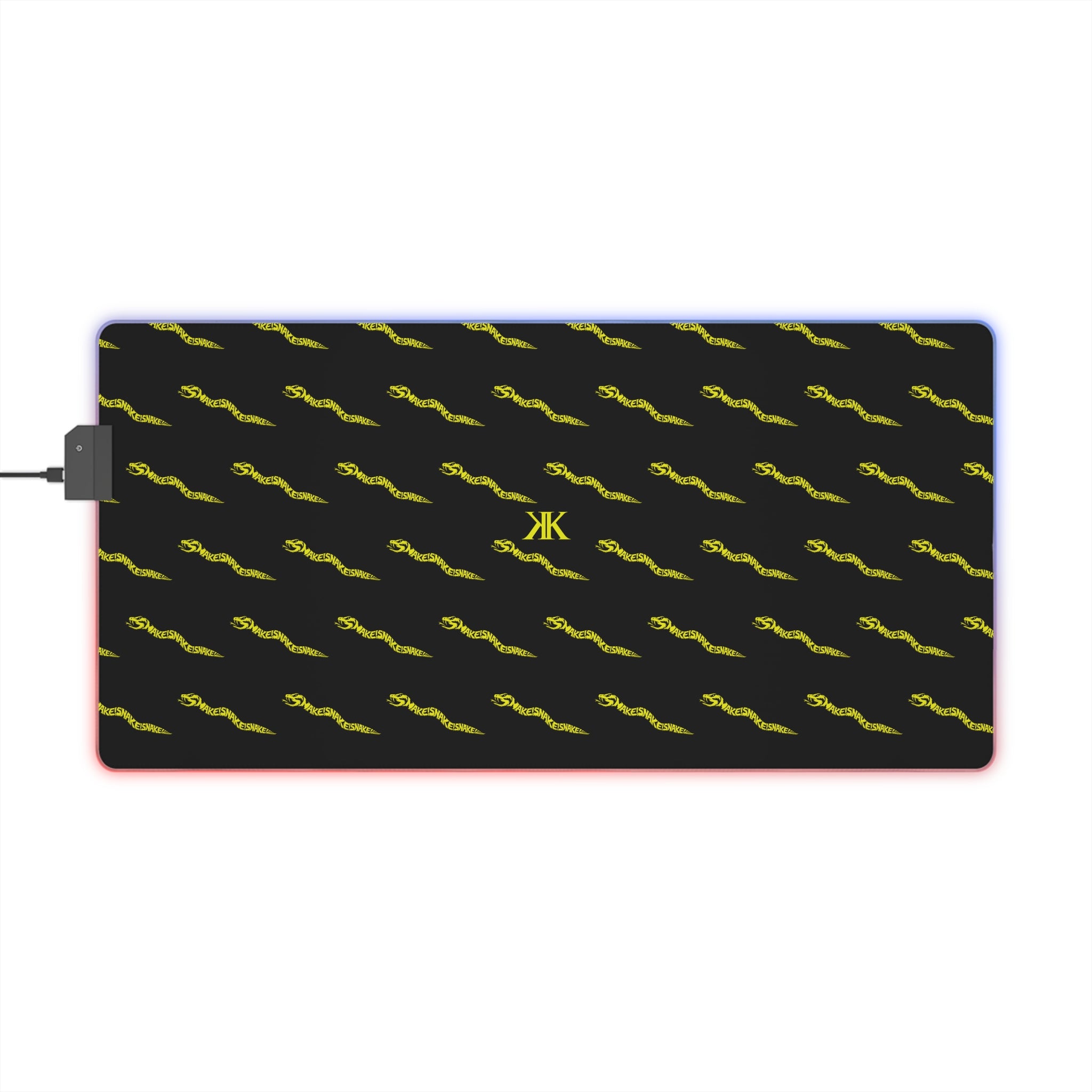 Aspis Collection LED Gaming Mouse Pad — RGB Edge Large Desk Mat with Repeating Lightning Pattern