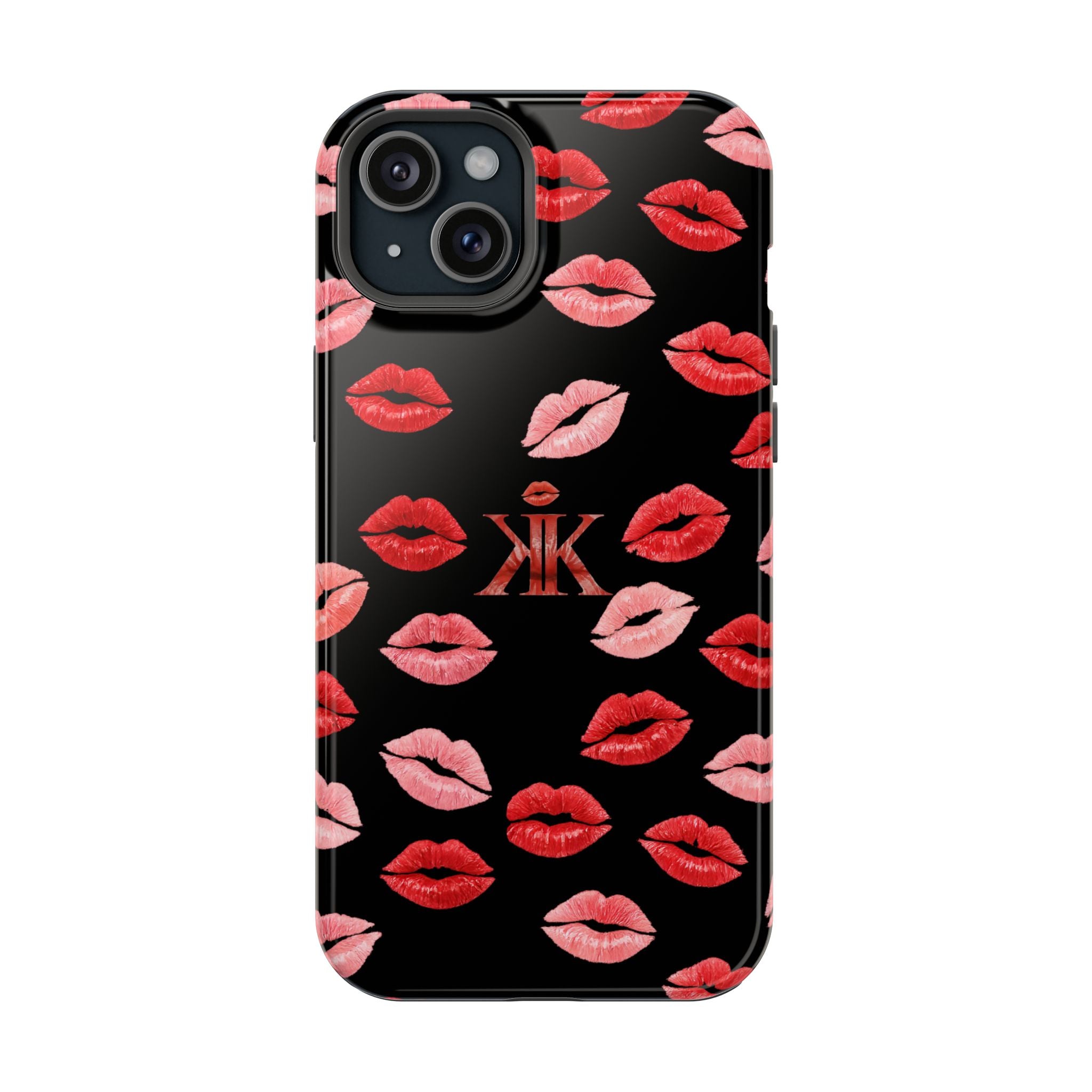 Psyche Collection BLACK - Kiss Pattern Magnetic Impact Phone Case