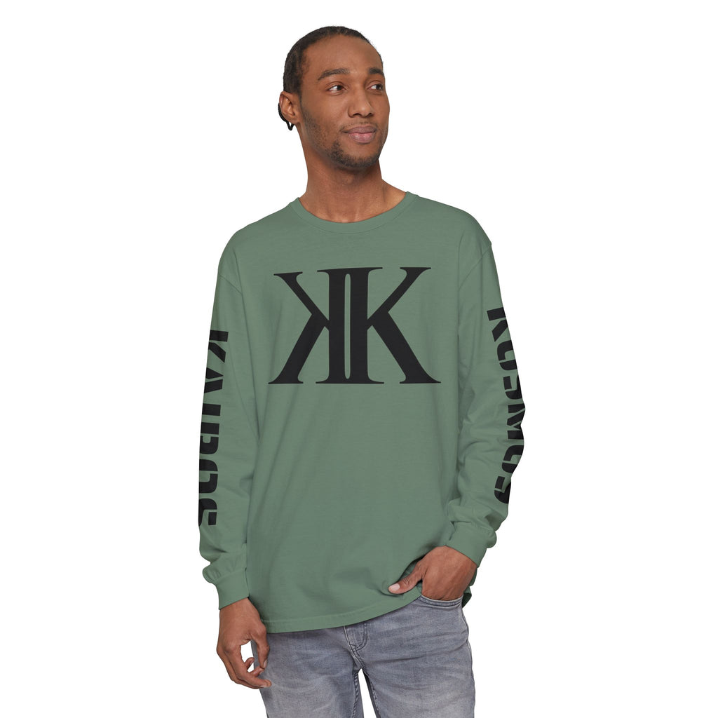 KOSMOS Monogram Uni-Sex Long Sleeve Tee — Bold Black Logo Sleeve Shirt