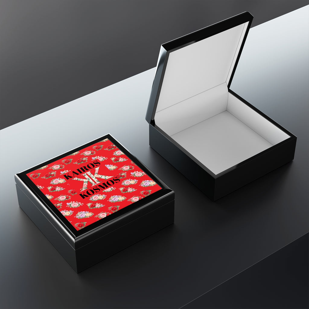 Anthos Collection 'Kairos Kosmos' RED Jewelry Box — Decorative Keepsake Box