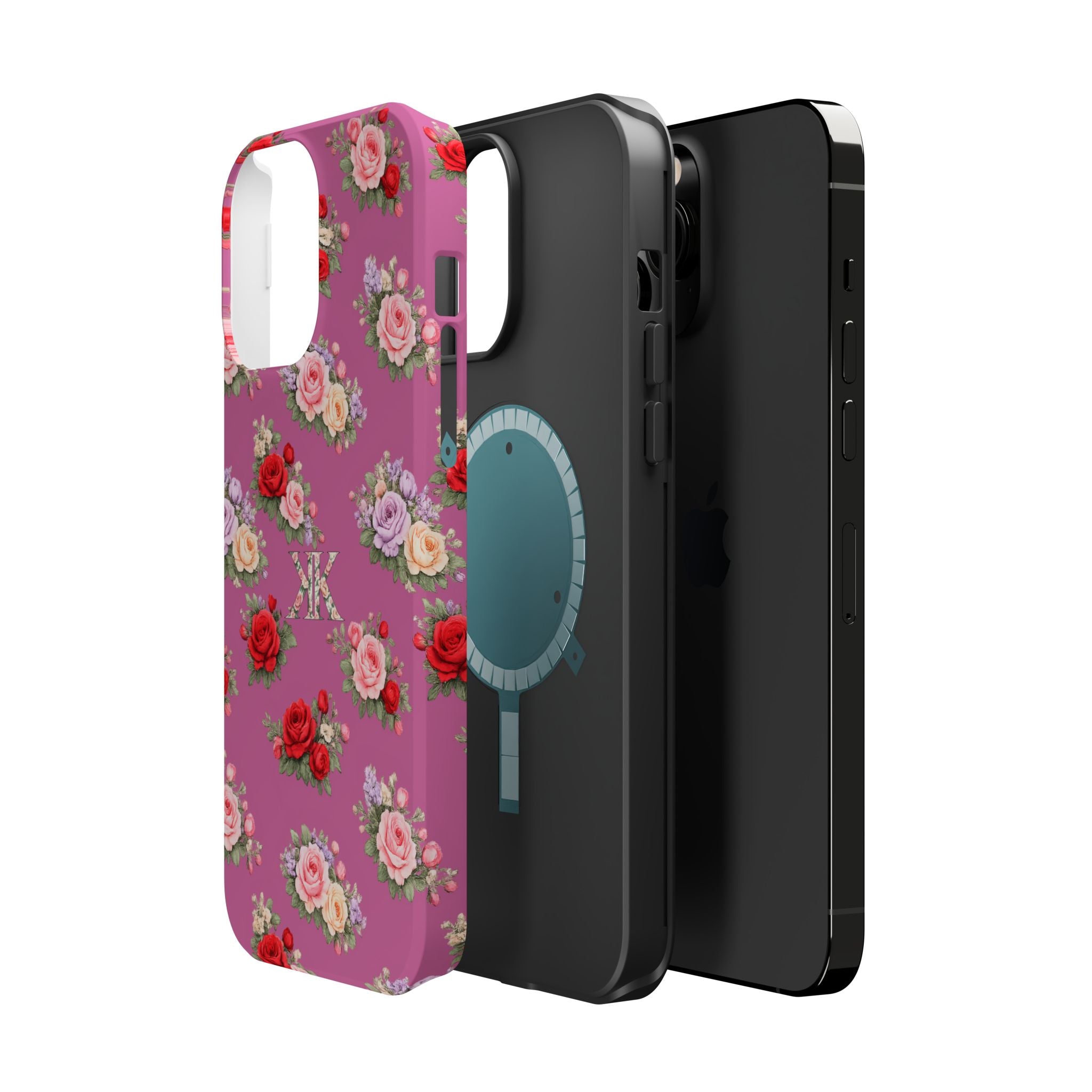 Anthos Collection Light Pink  Vintage Floral Rose Pattern Magnetic Impact-Resistant Phone Case