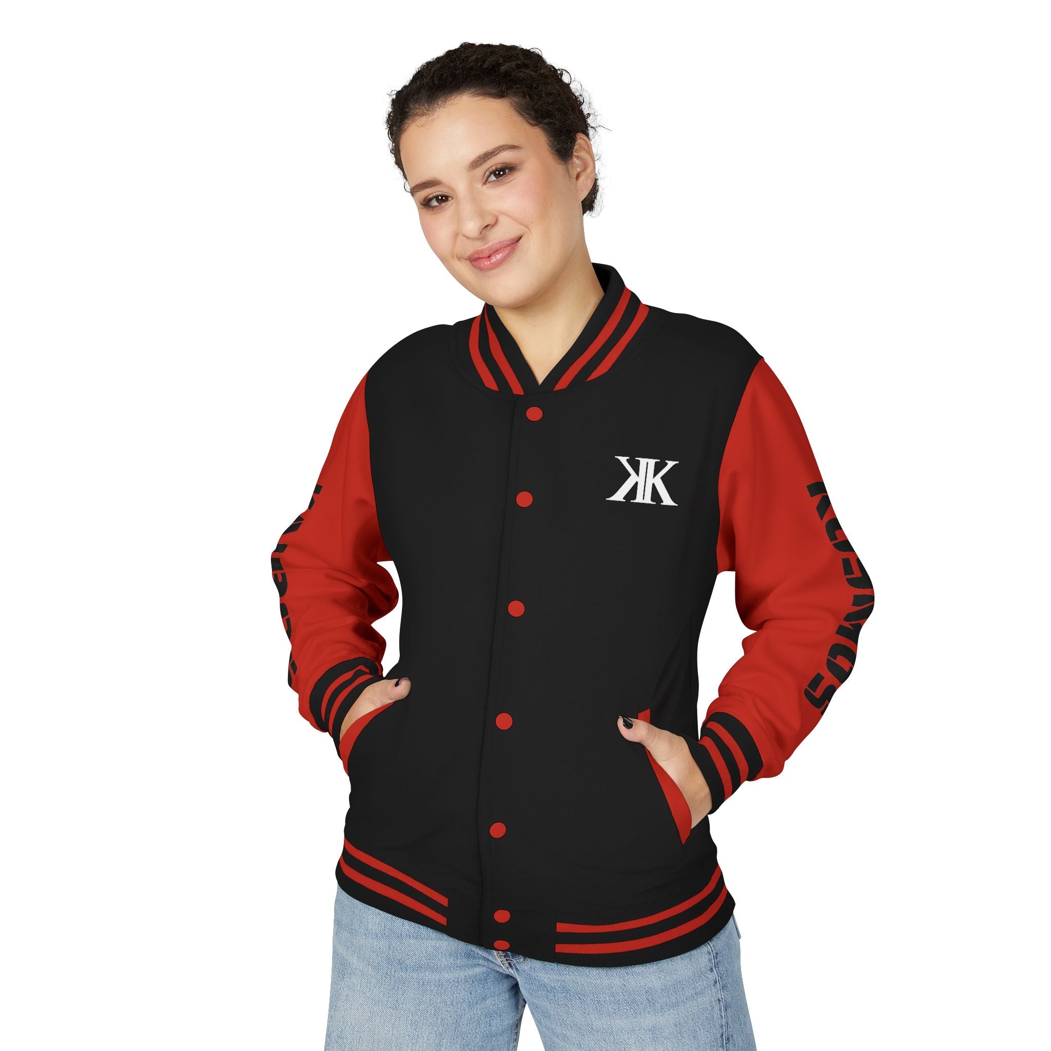 Letterman Jacket RED — "Give No Fu*ks" Bold Varsity Bomber