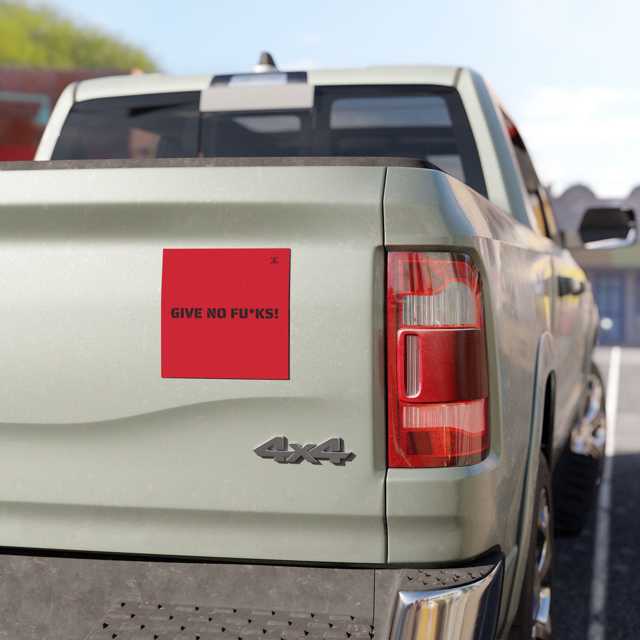 Kairos Kosmos Car Magnet RED — "GIVE NO FU*KS!" Bold Black Vinyl Décor