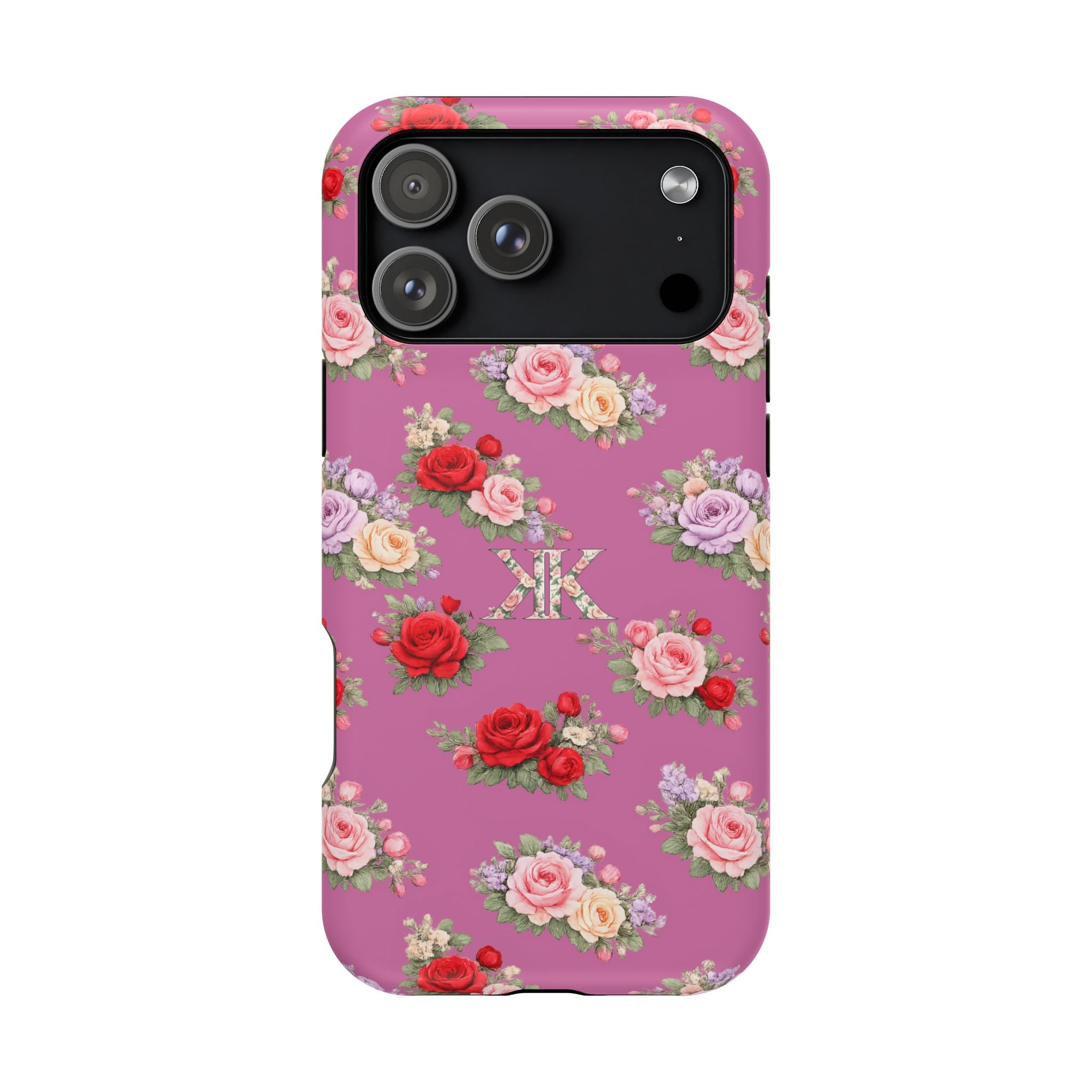 Anthos Collection Light Pink  Vintage Floral Rose Pattern Magnetic Impact-Resistant Phone Case