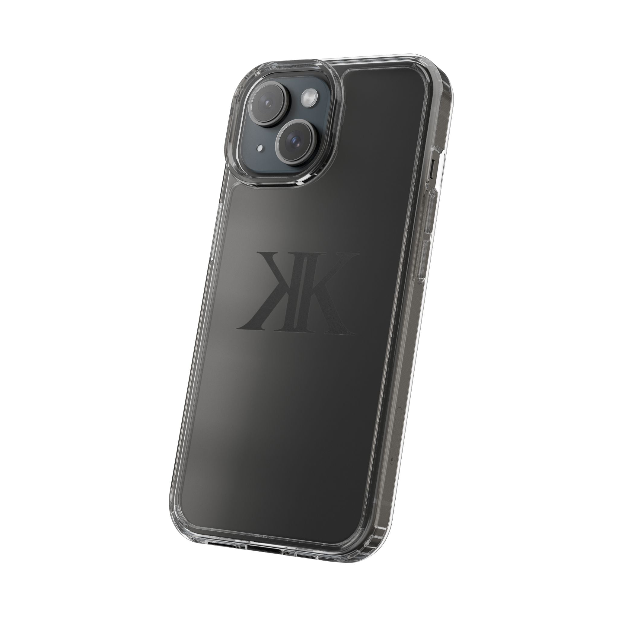 Kairos Kosmos Clear Phone Case — Minimal Black KK Monogram