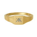 Gold Square Signet Ring — Engraved Stainless Steel Ring
