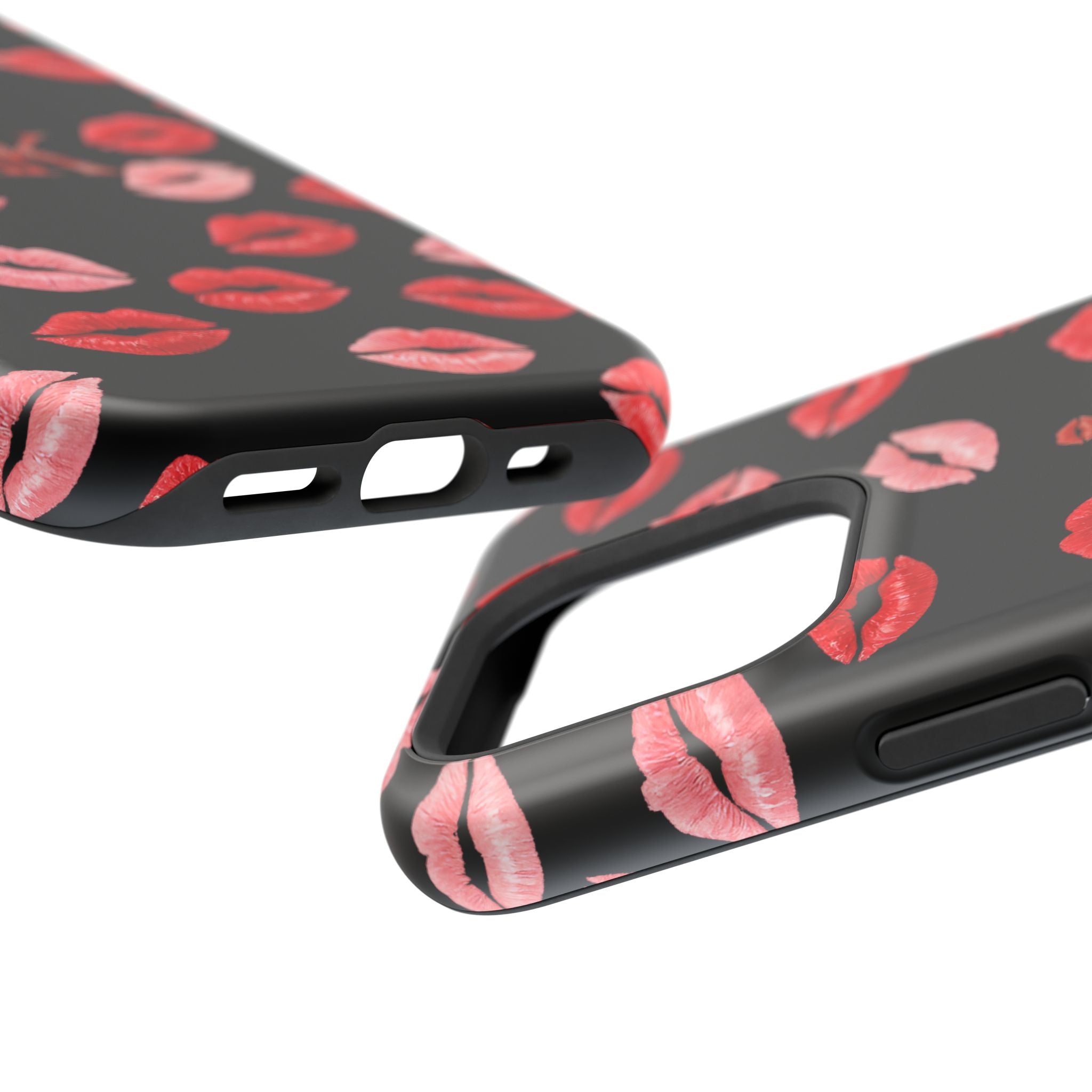Psyche Collection BLACK - Kiss Pattern Magnetic Impact Phone Case