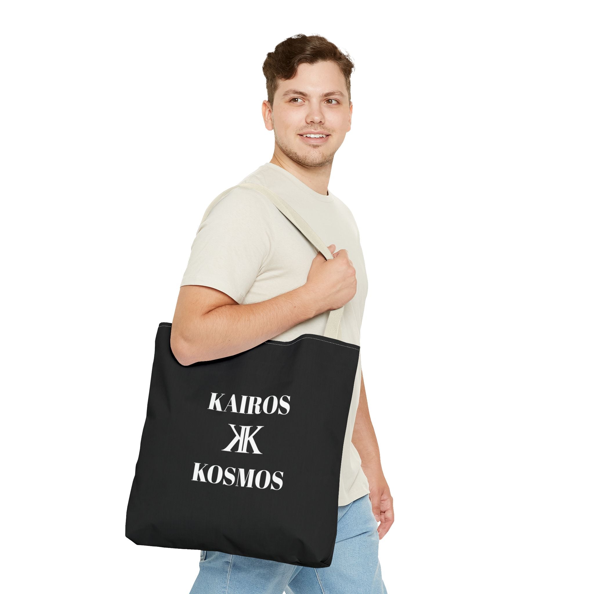 Kairos Kosmos BLACK Tote Bag – Minimalist Monogram Tote
