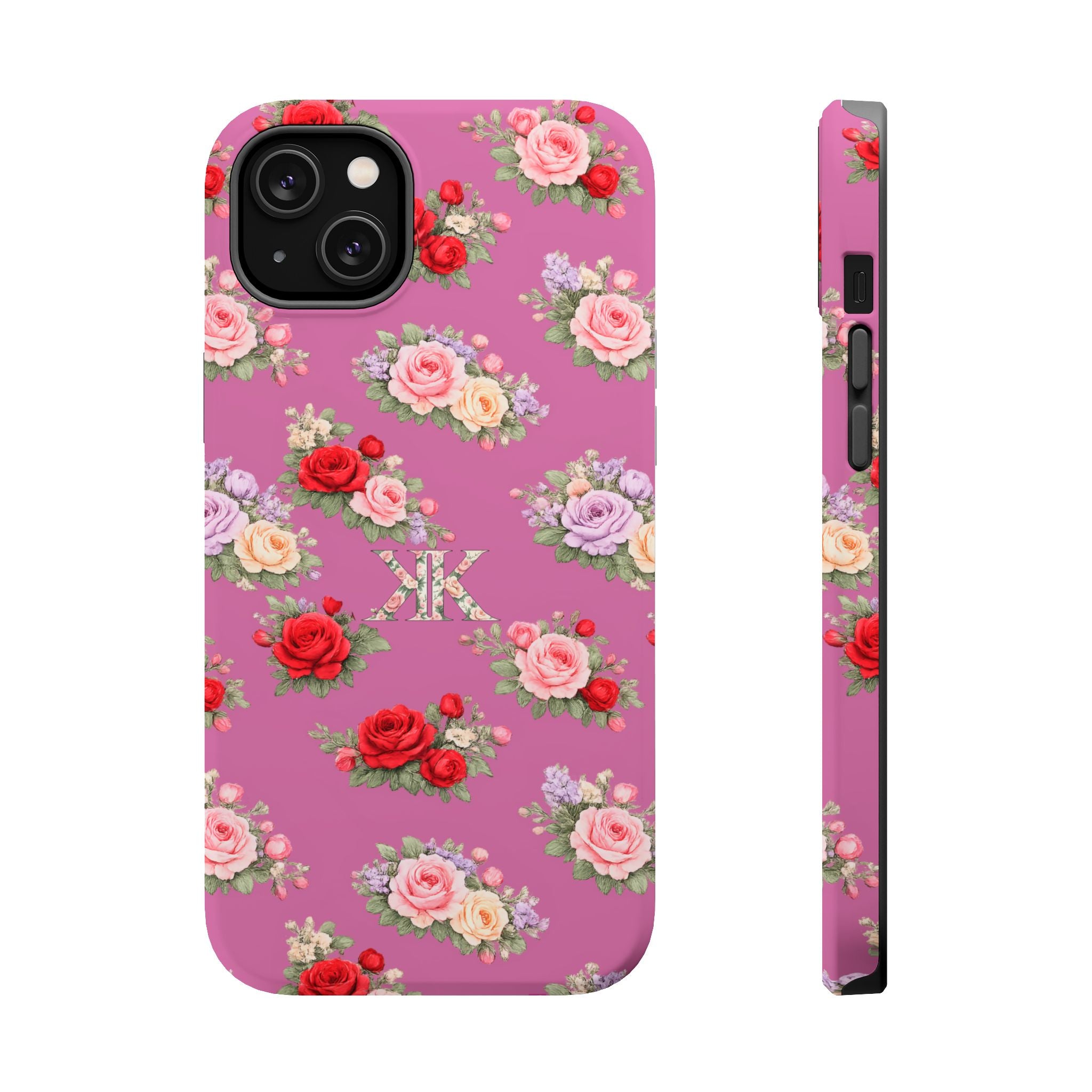 Anthos Collection Light Pink  Vintage Floral Rose Pattern Magnetic Impact-Resistant Phone Case