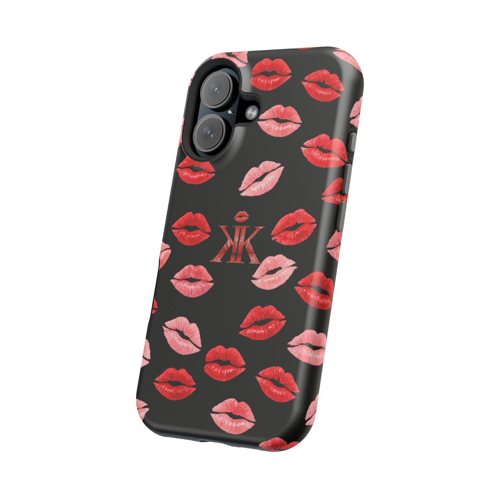 Psyche Collection BLACK - Kiss Pattern Magnetic Impact Phone Case
