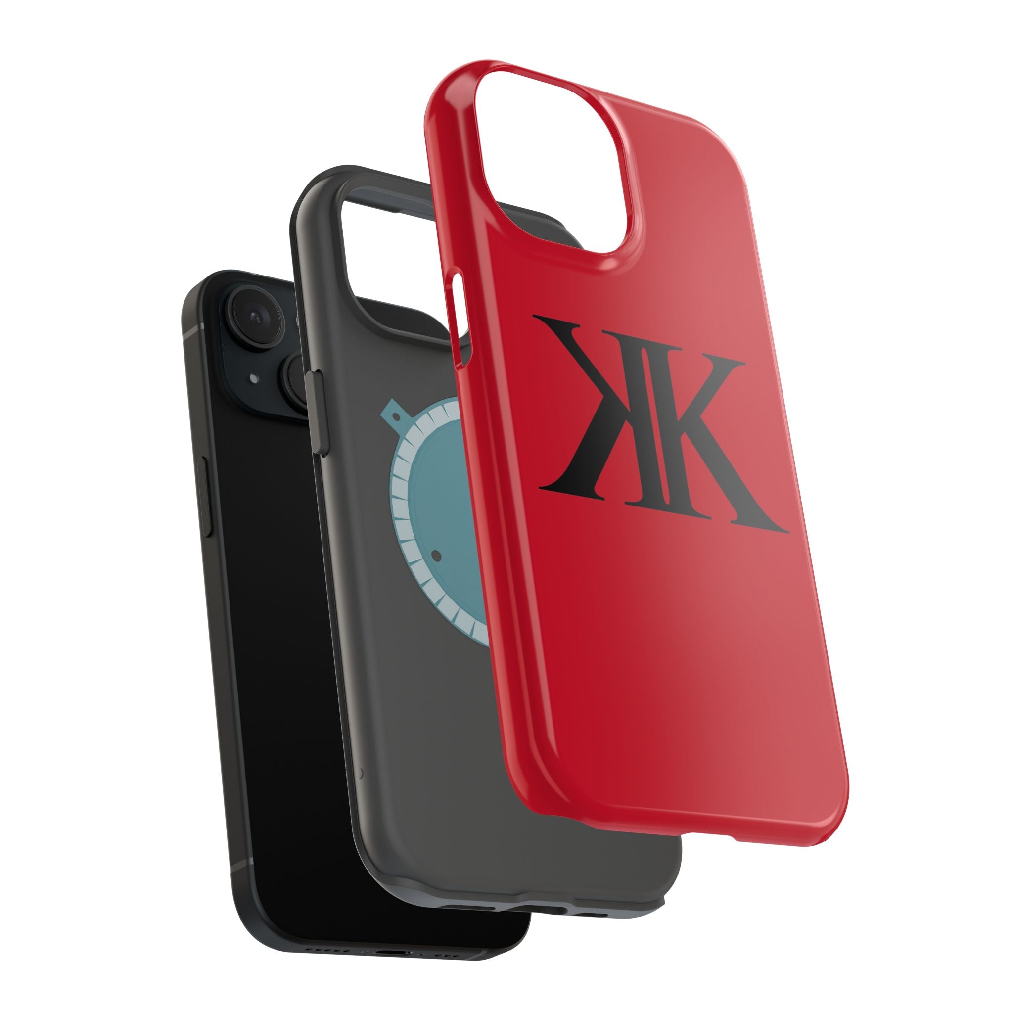 Magnetic Impact-Resistant RED Case with Bold KK Monogram