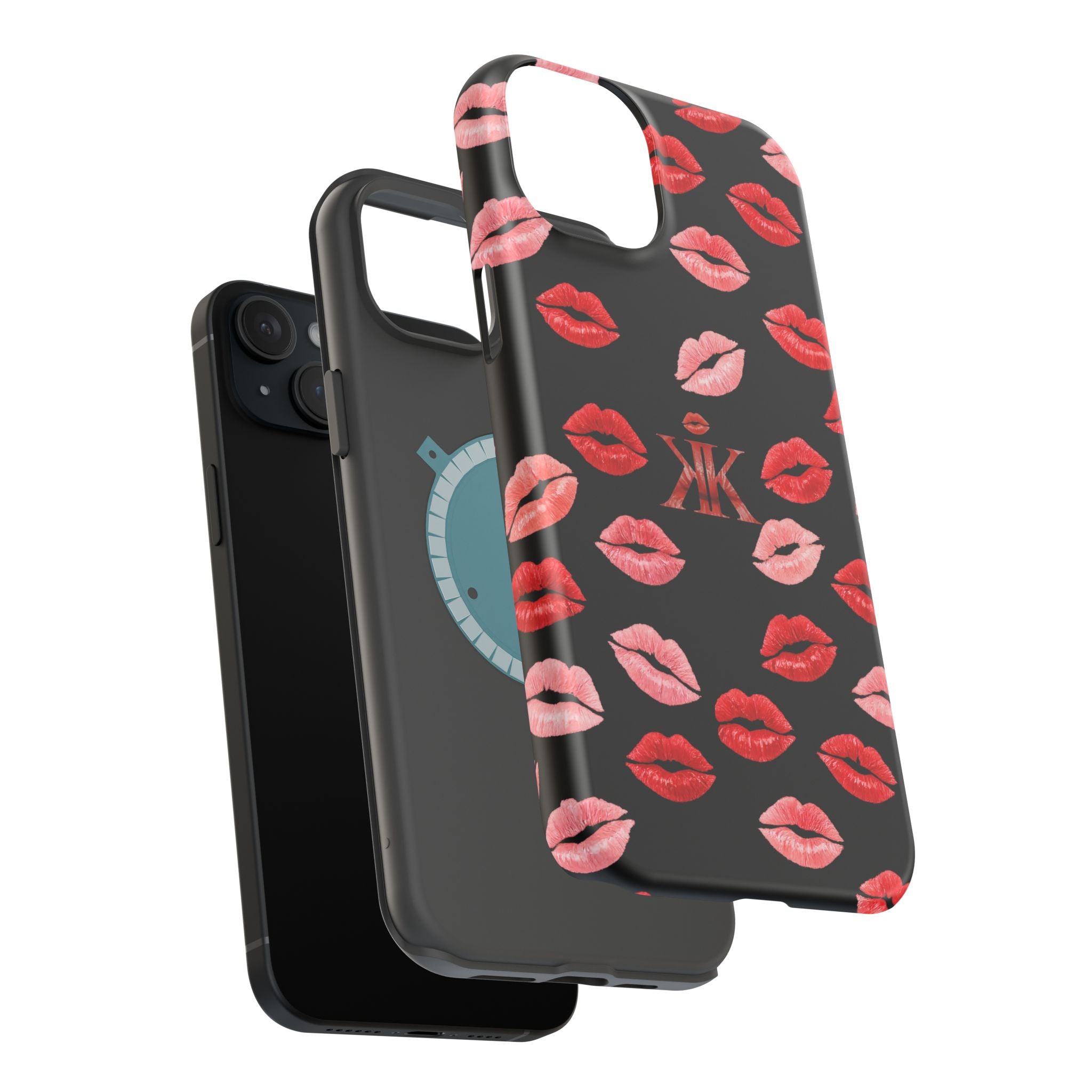 Psyche Collection BLACK - Kiss Pattern Magnetic Impact Phone Case