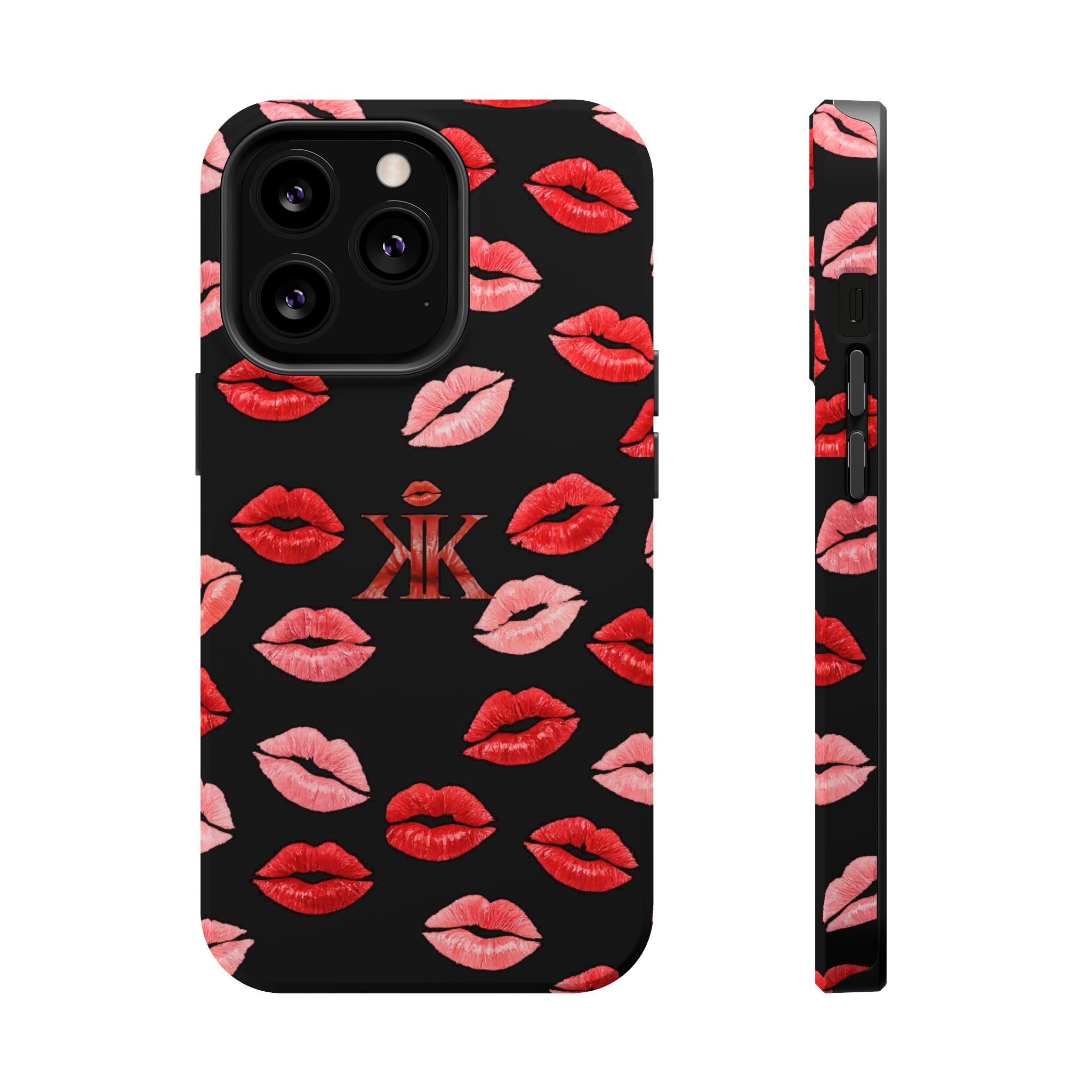 Psyche Collection BLACK - Kiss Pattern Magnetic Impact Phone Case