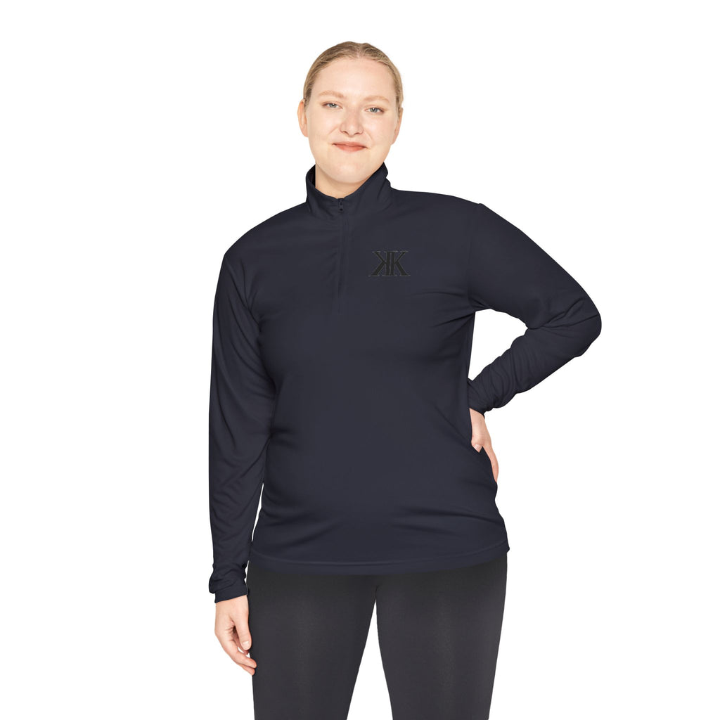 Quarter-Zip Pullover — Minimal Black KK Logo Athletic Pullover