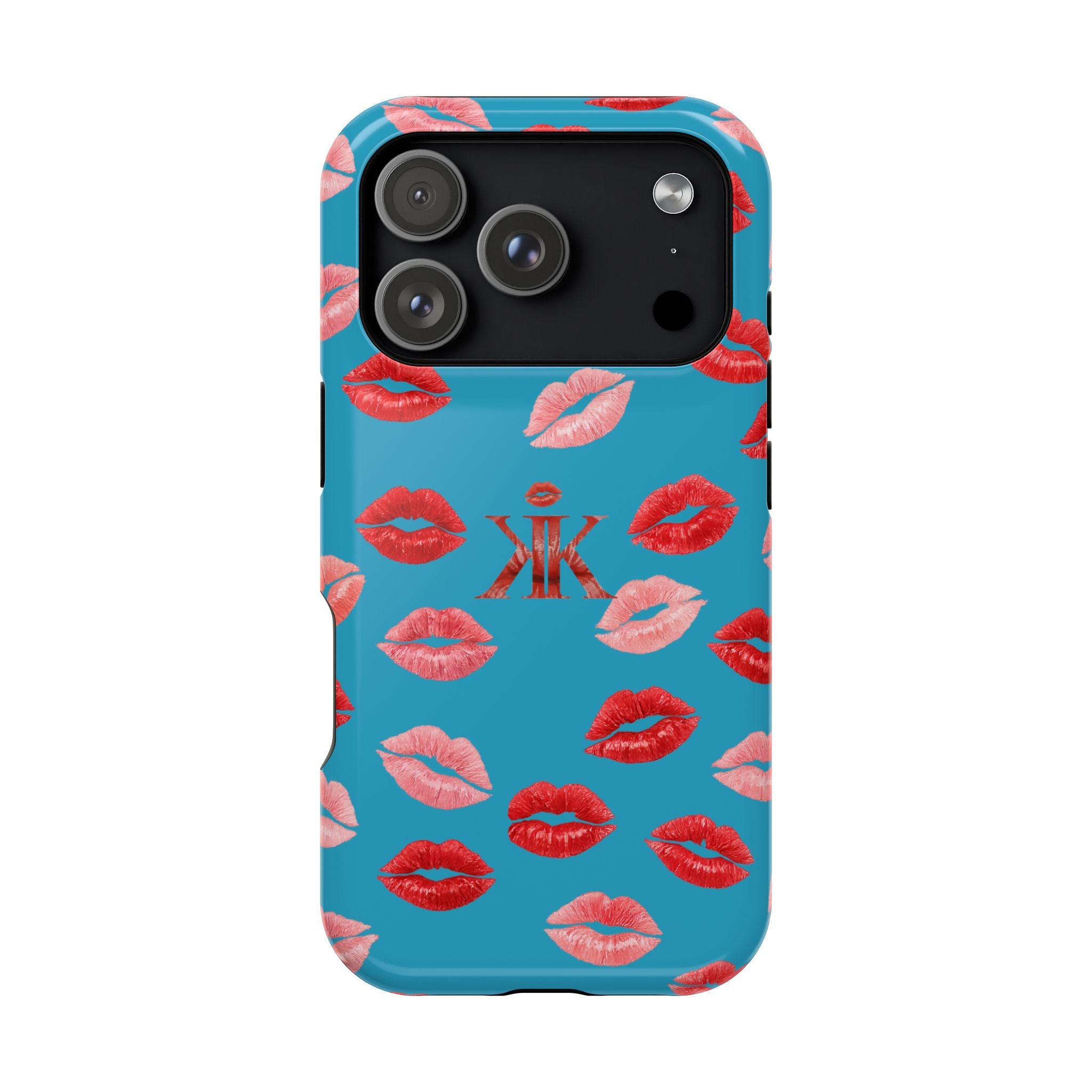 Psyche Collection Turquoise - Kiss Pattern Magnetic Impact Phone Case