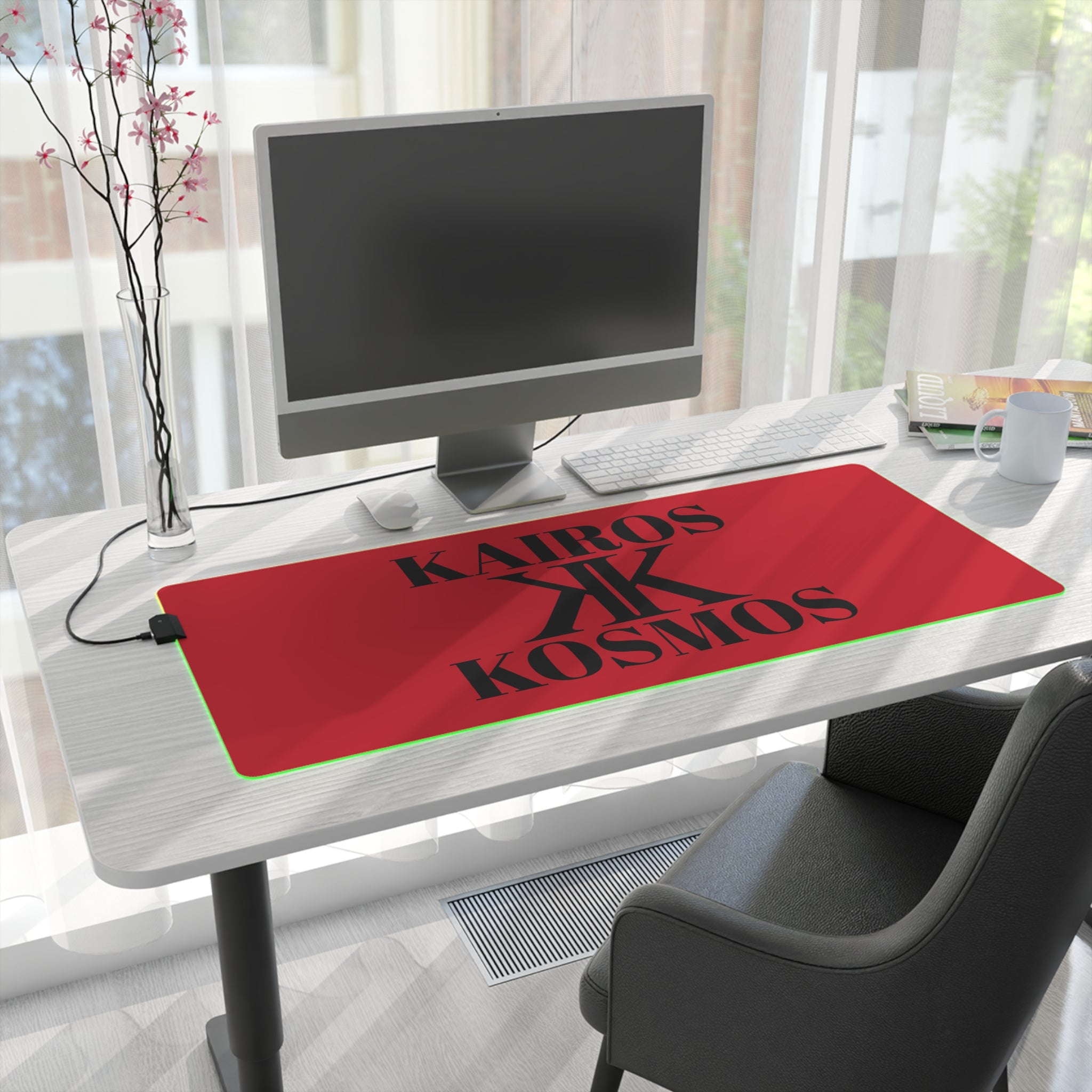 LED Gaming Mouse Pad RED — Kairos Kosmos Logo RGB Desk Mat