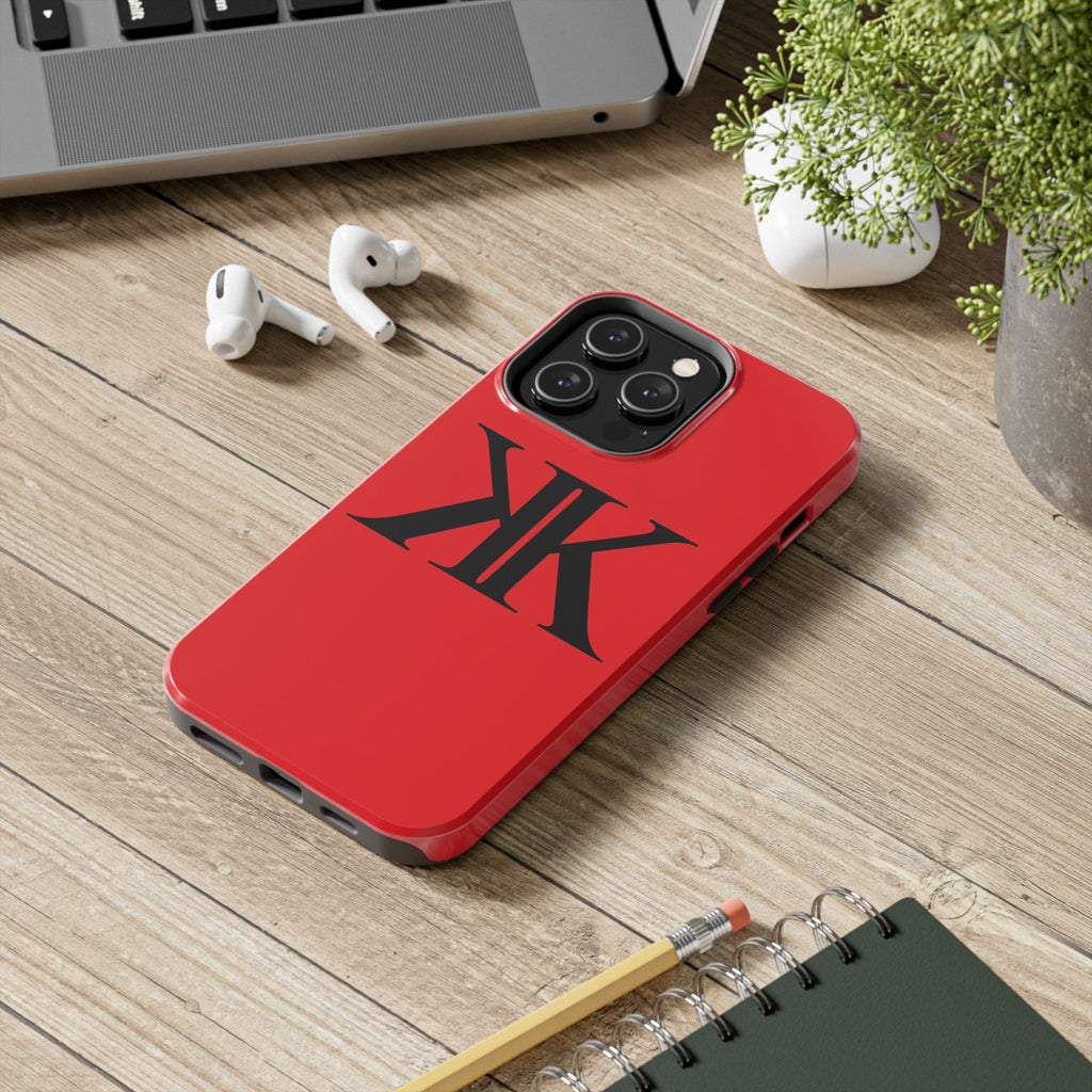 Monogram 'KK' RED Tough Phone Case — Minimal Black Initials Protective Cover