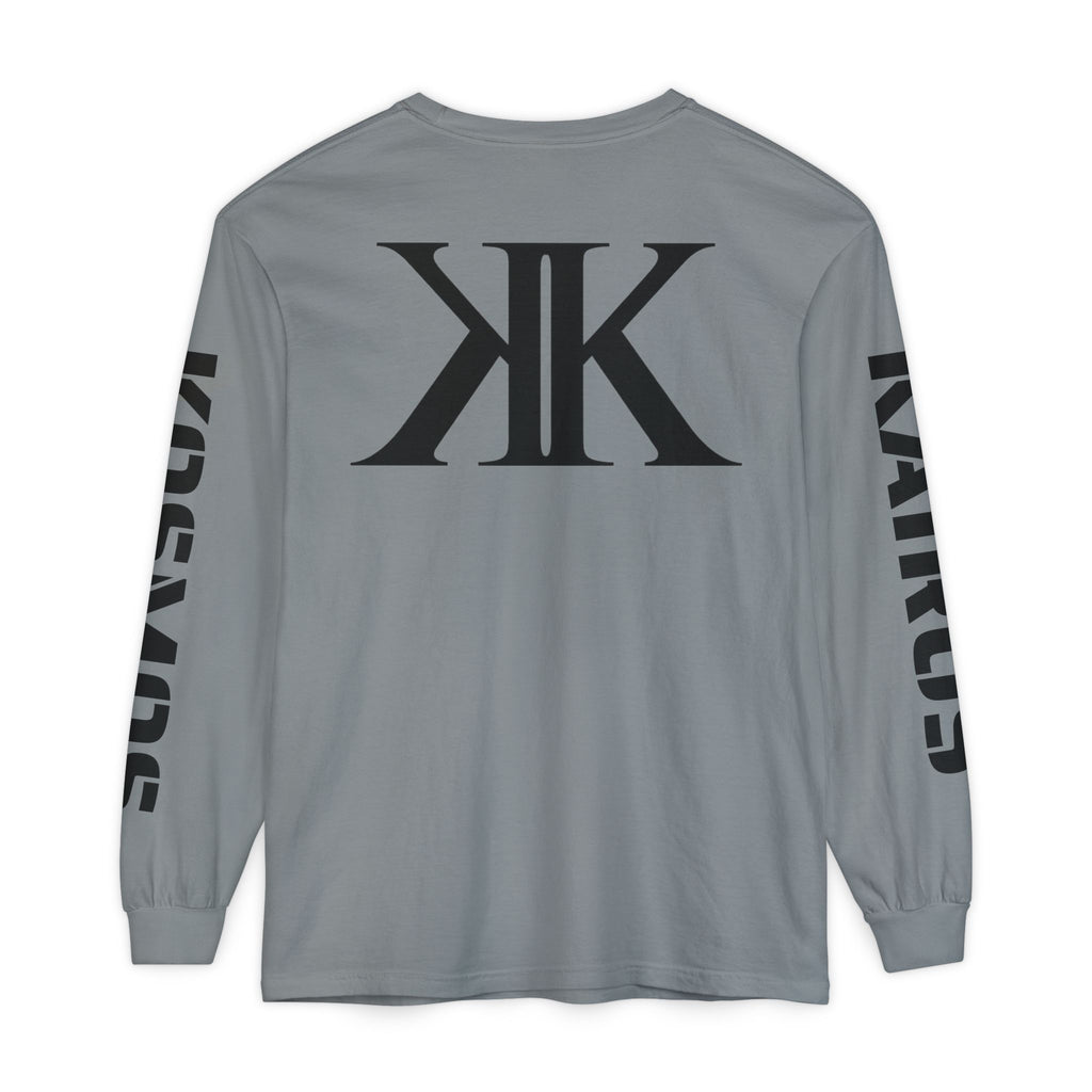 KOSMOS Monogram Uni-Sex Long Sleeve Tee — Bold Black Logo Sleeve Shirt