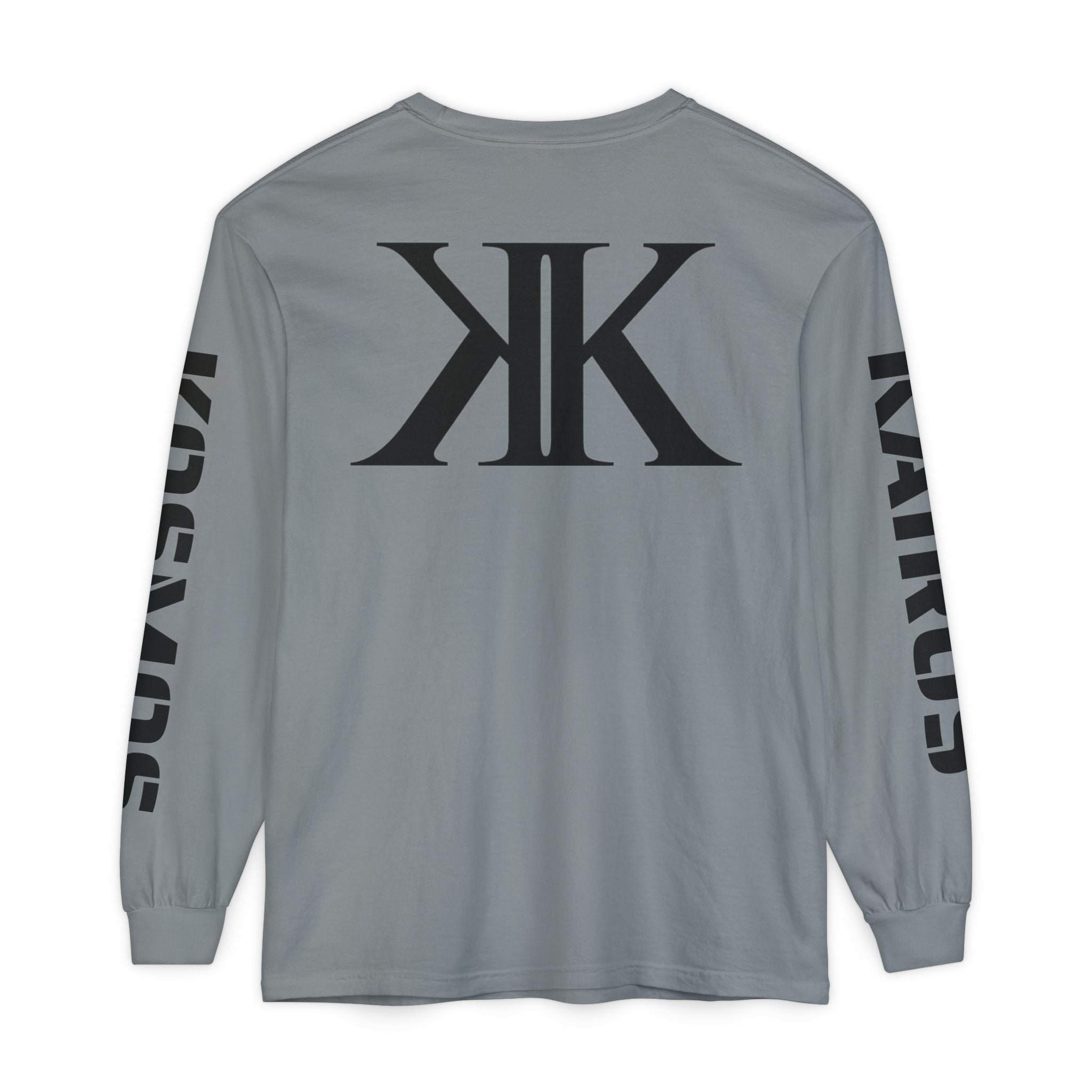 KOSMOS Monogram Uni-Sex Long Sleeve Tee — Bold Black Logo Sleeve Shirt