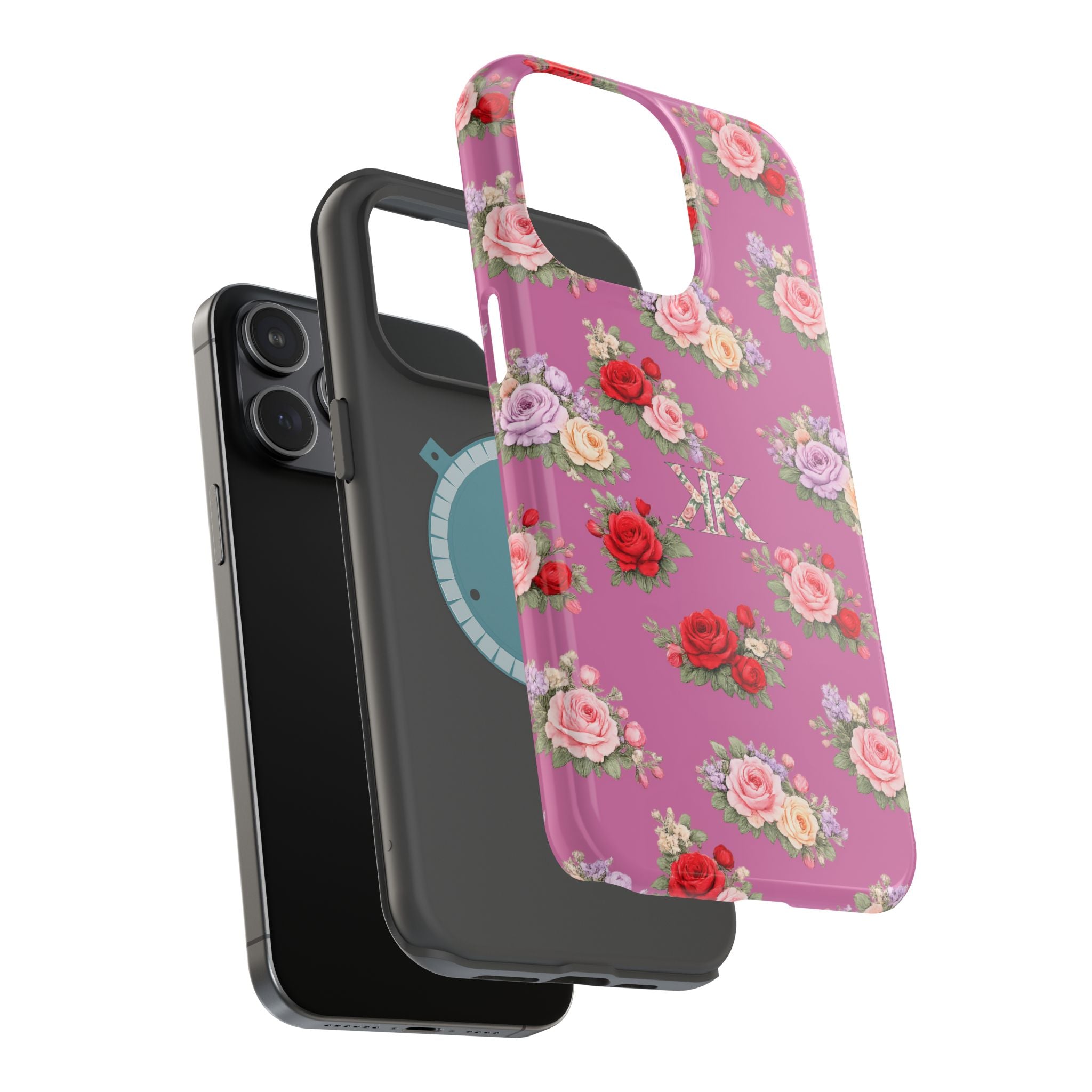 Anthos Collection Light Pink  Vintage Floral Rose Pattern Magnetic Impact-Resistant Phone Case